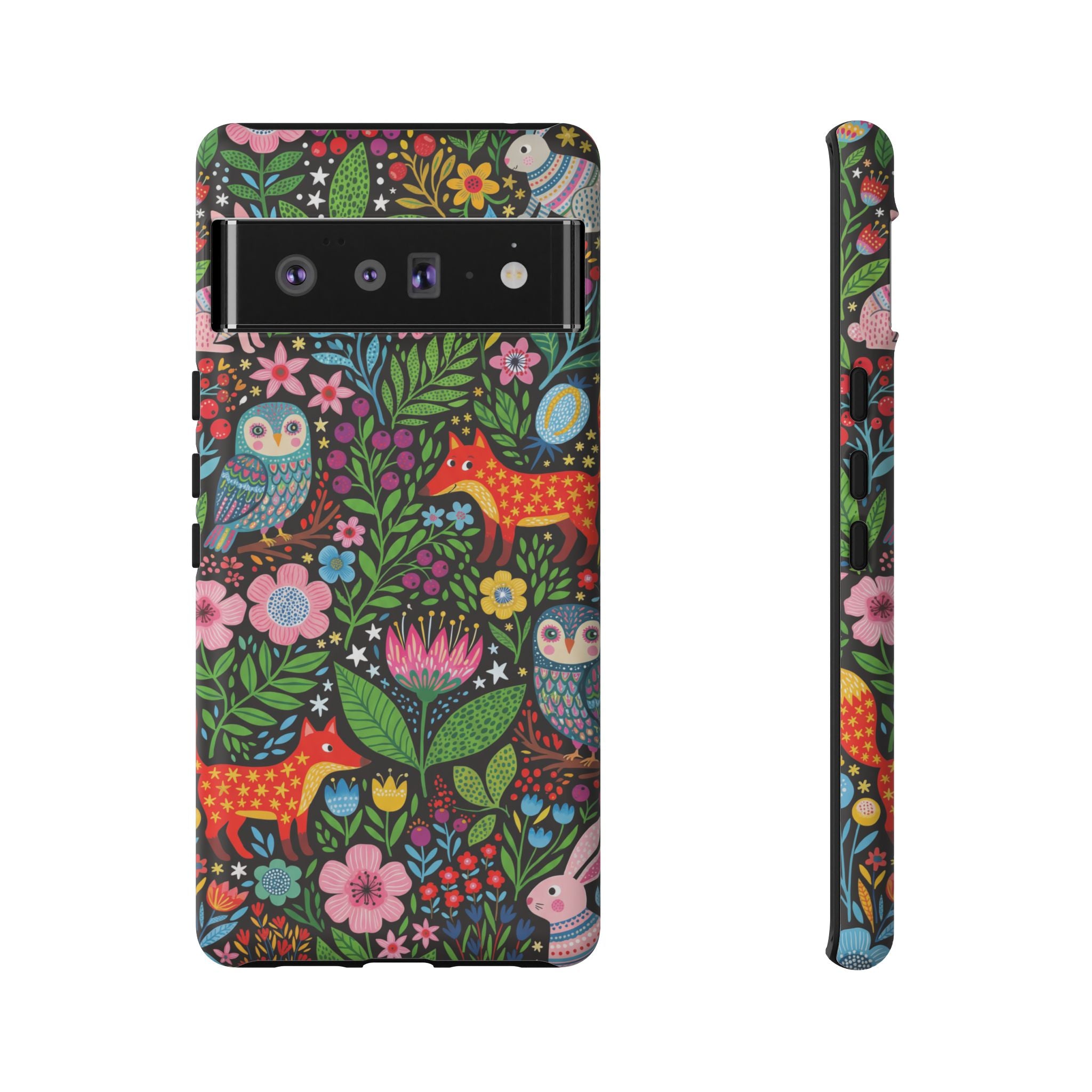 Floral Woodland Google Pixel Phone Case | Colourful Fox & Owl Protective Cover