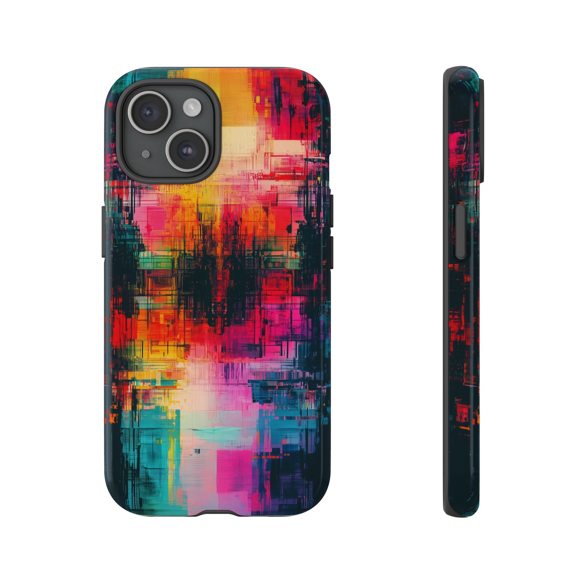 Abstract Neon Glitch Art Tough iPhone Case