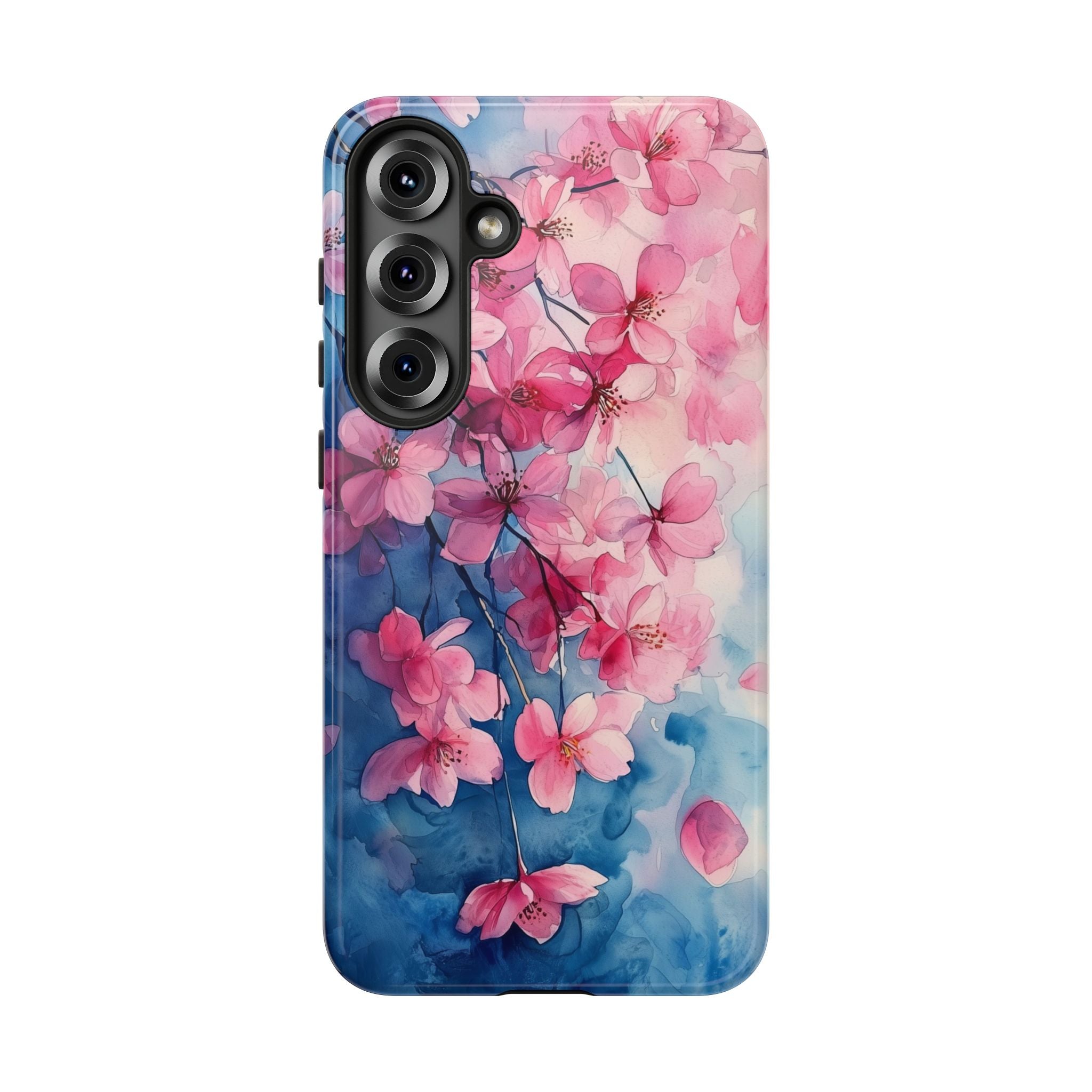 Floral Cherry Blossom Samsung Galaxy Case | Pink Blue Watercolour