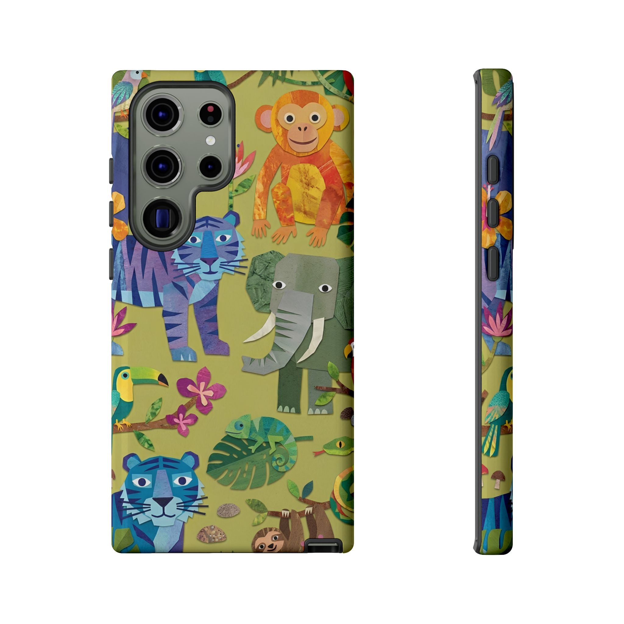 Jungle Animals Tough Samsung Galaxy Phone Case | Colorful Tiger, Elephant & Monkey Protective Cover