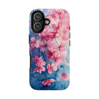 Floral Cherry Blossom iPhone Case | Pink Blue Watercolour