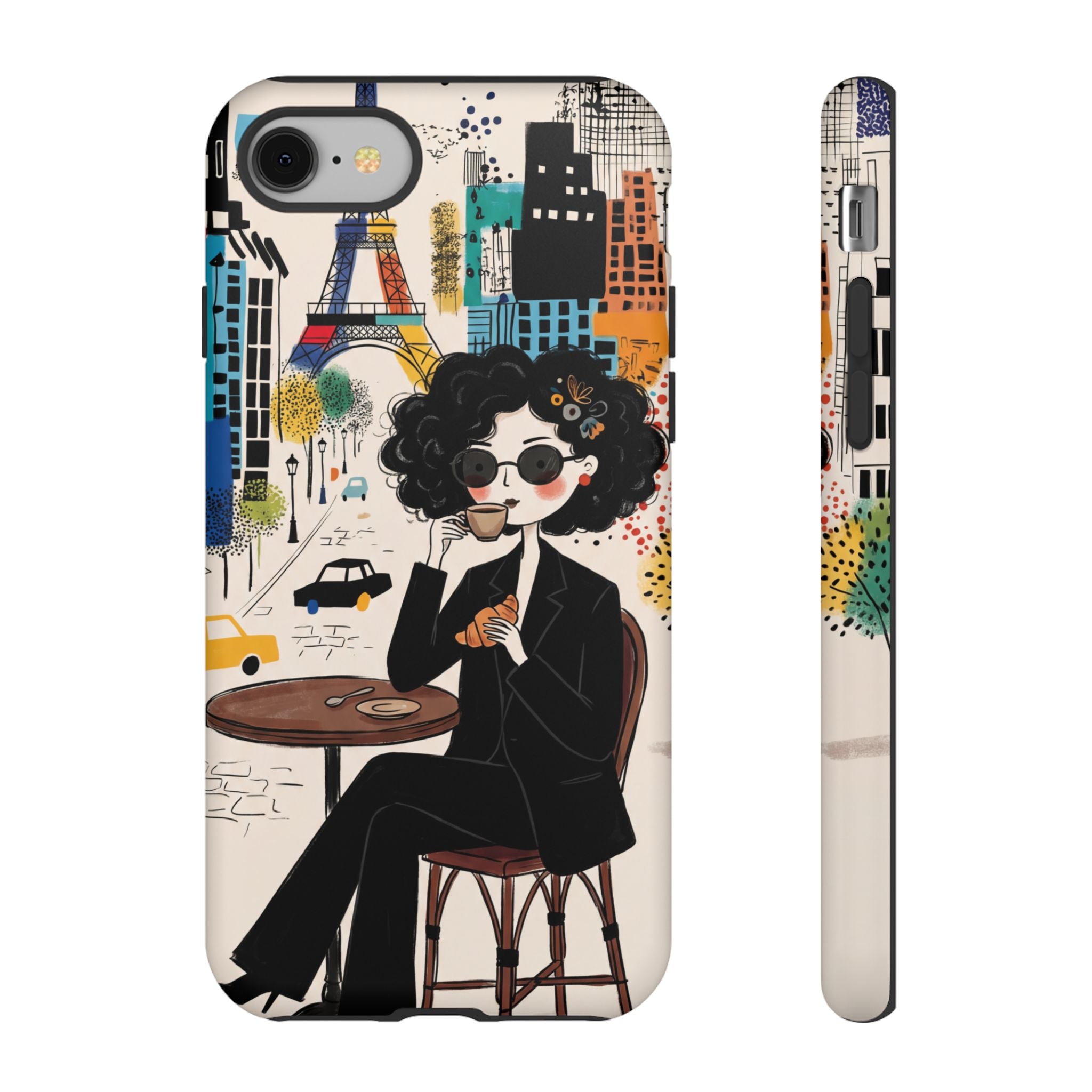 Paris Cafe Chic iPhone Case | Stylish Woman Illustration iPhone Cover