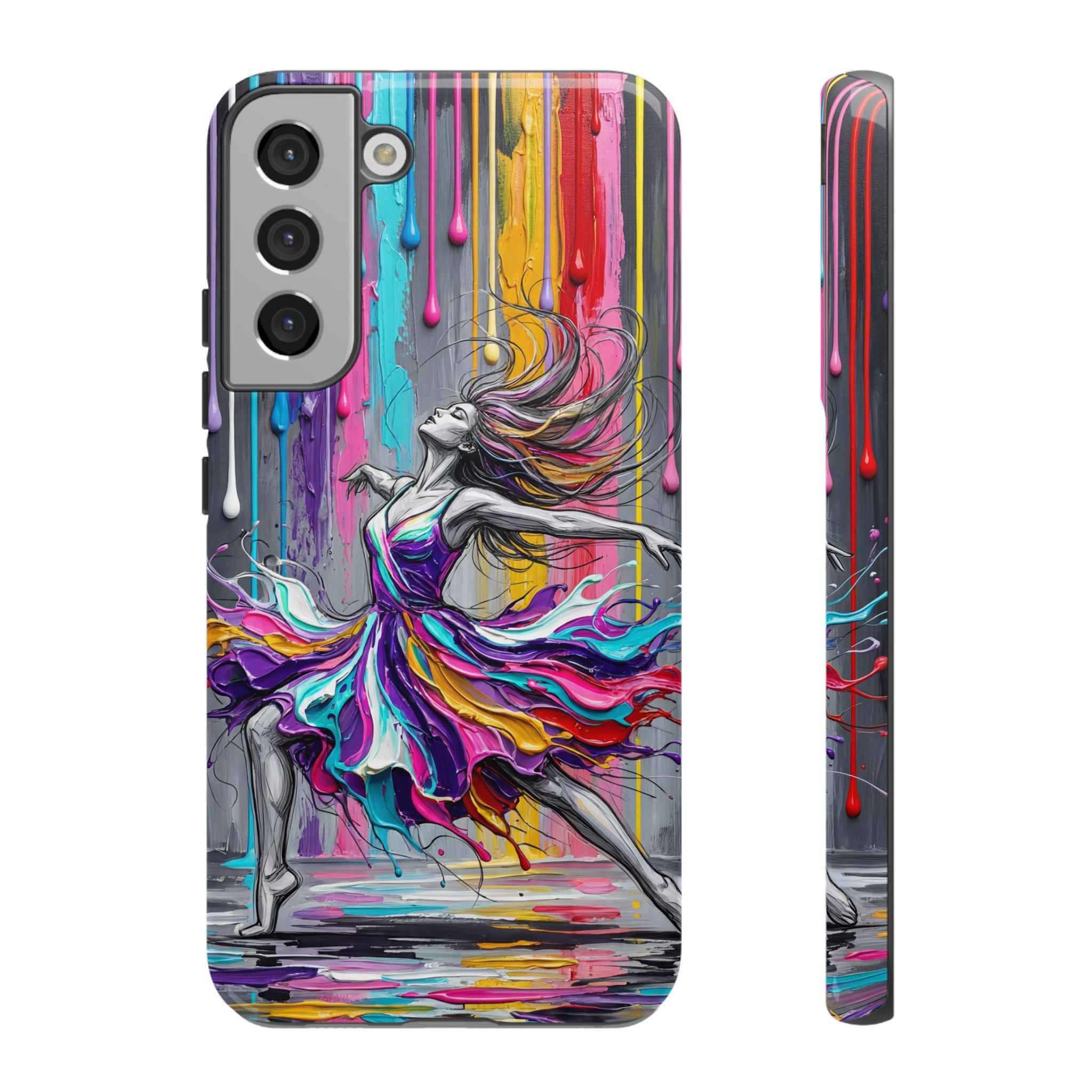 Colorful Dancer Tough Samsung Galaxy Phone Case | Vibrant Drip Art Protective Cover