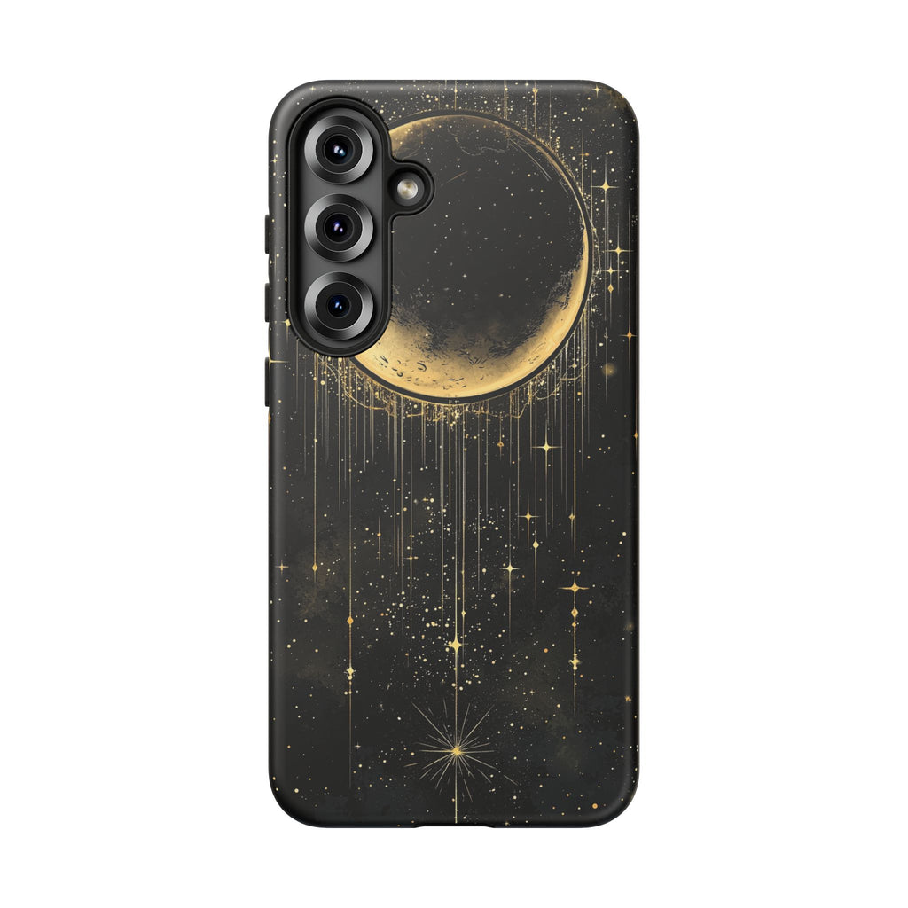 Moonlit Crescent Tough Samsung Galaxy Case | Gold Stars Night Sky