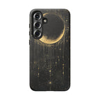Moonlit Crescent Tough Samsung Galaxy Case | Gold Stars Night Sky