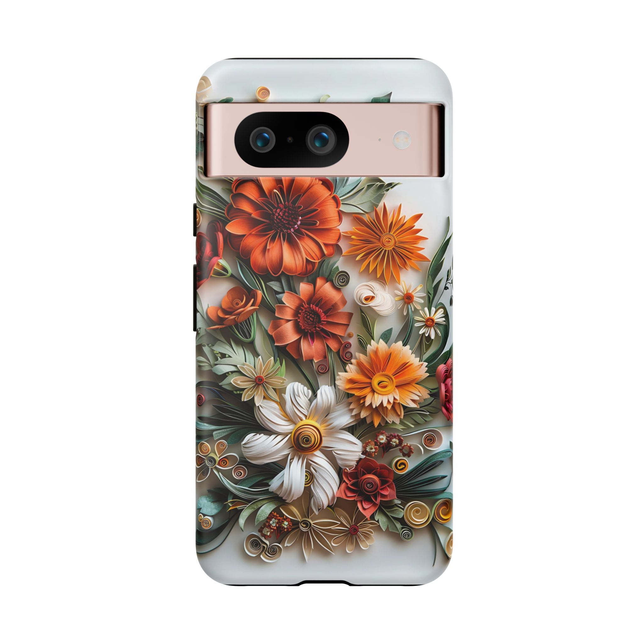 Floral Quilling Tough Google Pixel Case — Orange Daisy