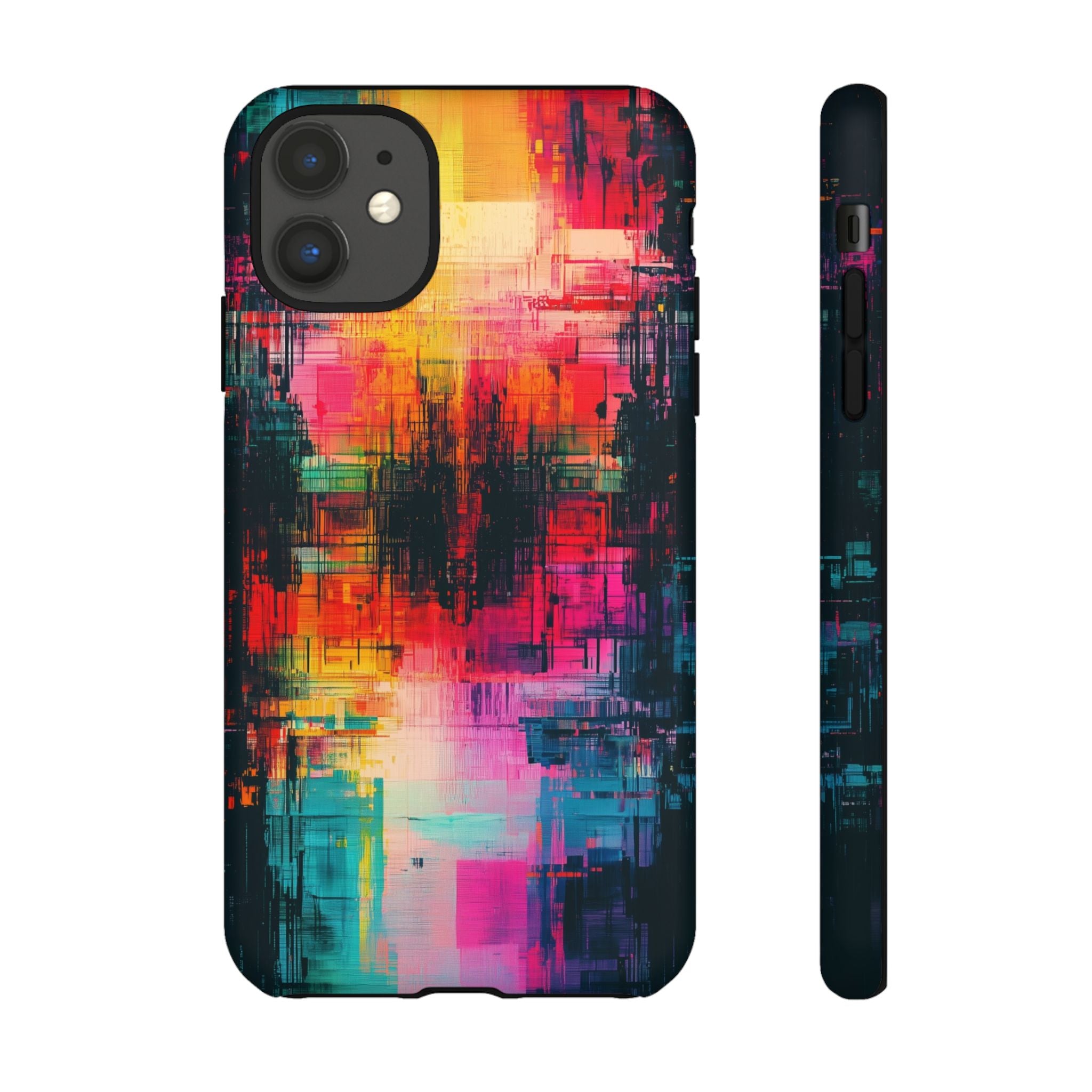 Abstract Neon Glitch Art Tough iPhone Case
