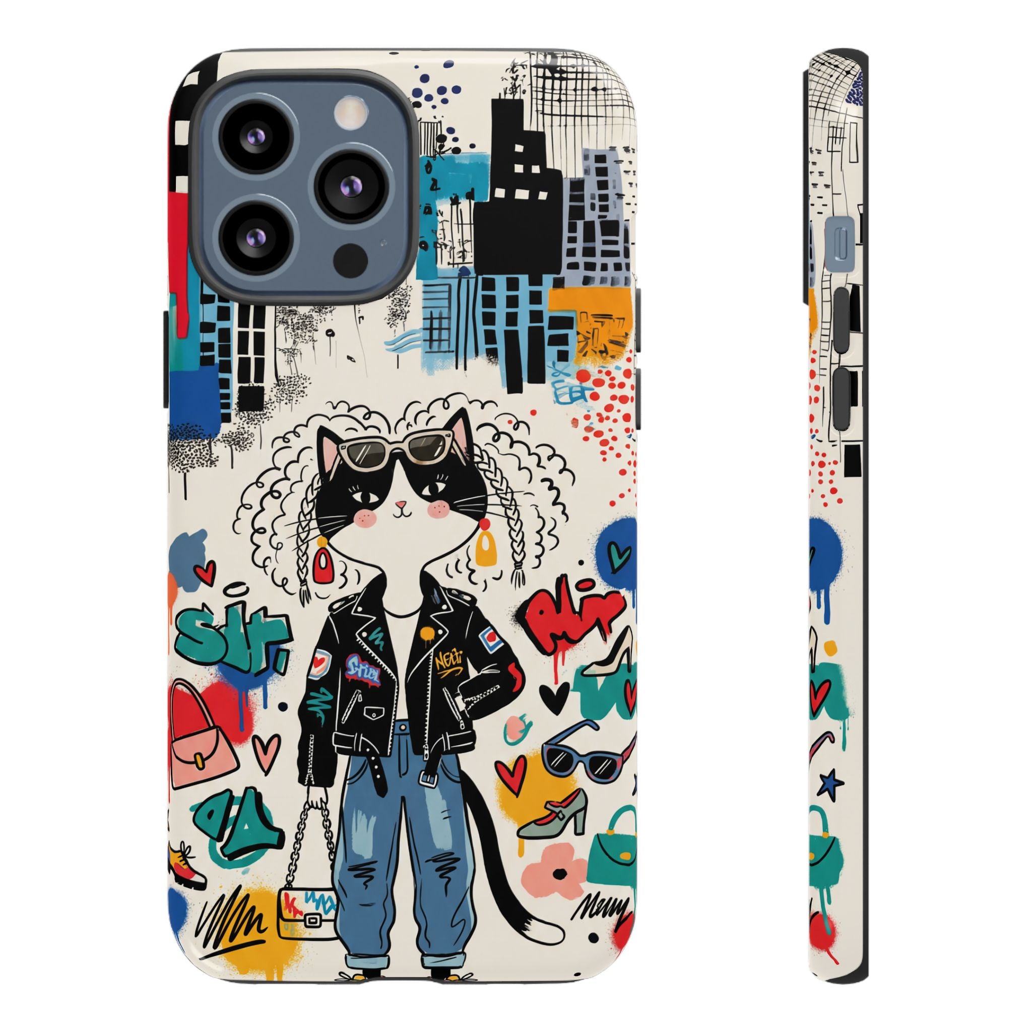 Punk City Cat Graffiti Design iPhone Case