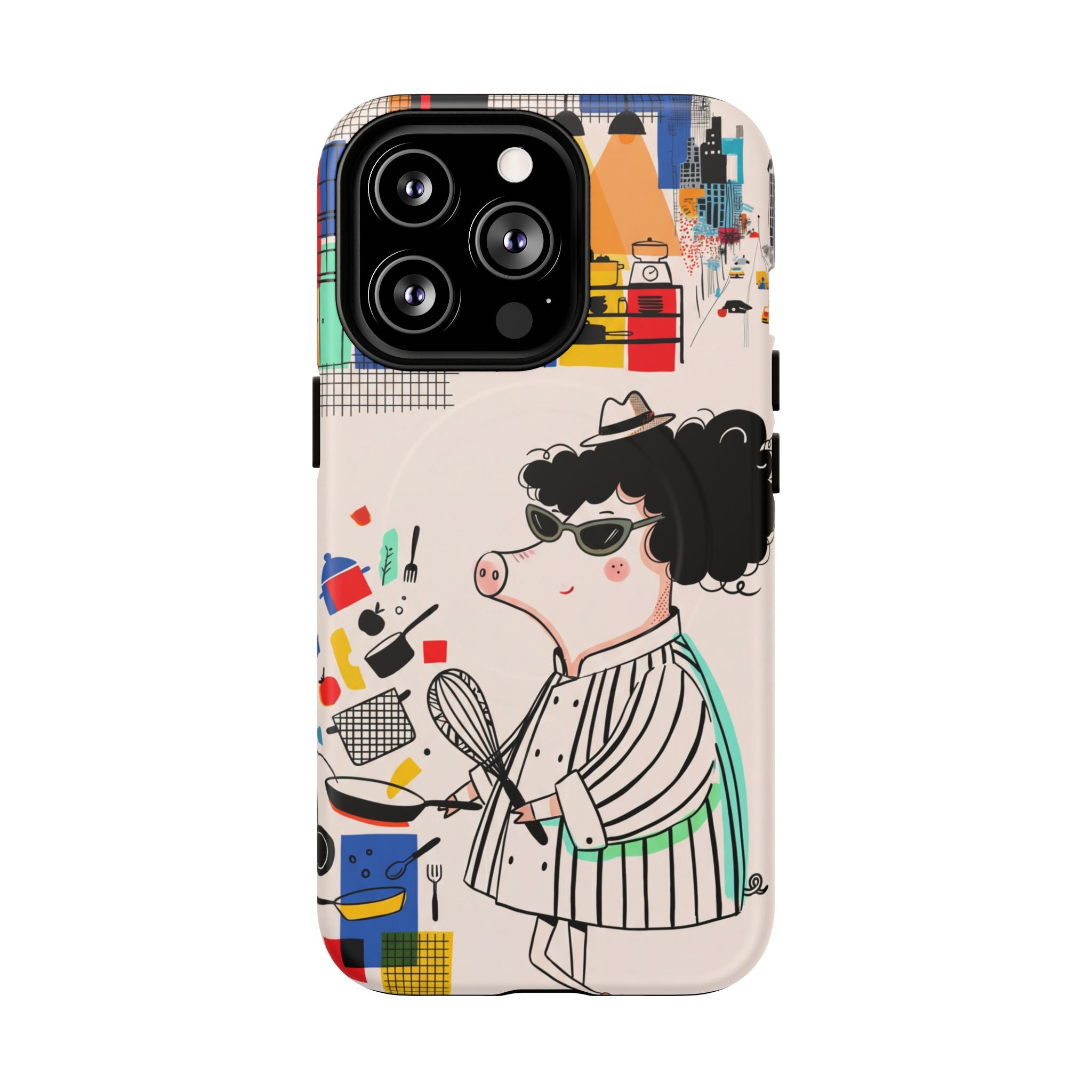 Cute Chef Pig MagSafe iPhone Case | Quirky Cartoon Kitchen Art Tough Case