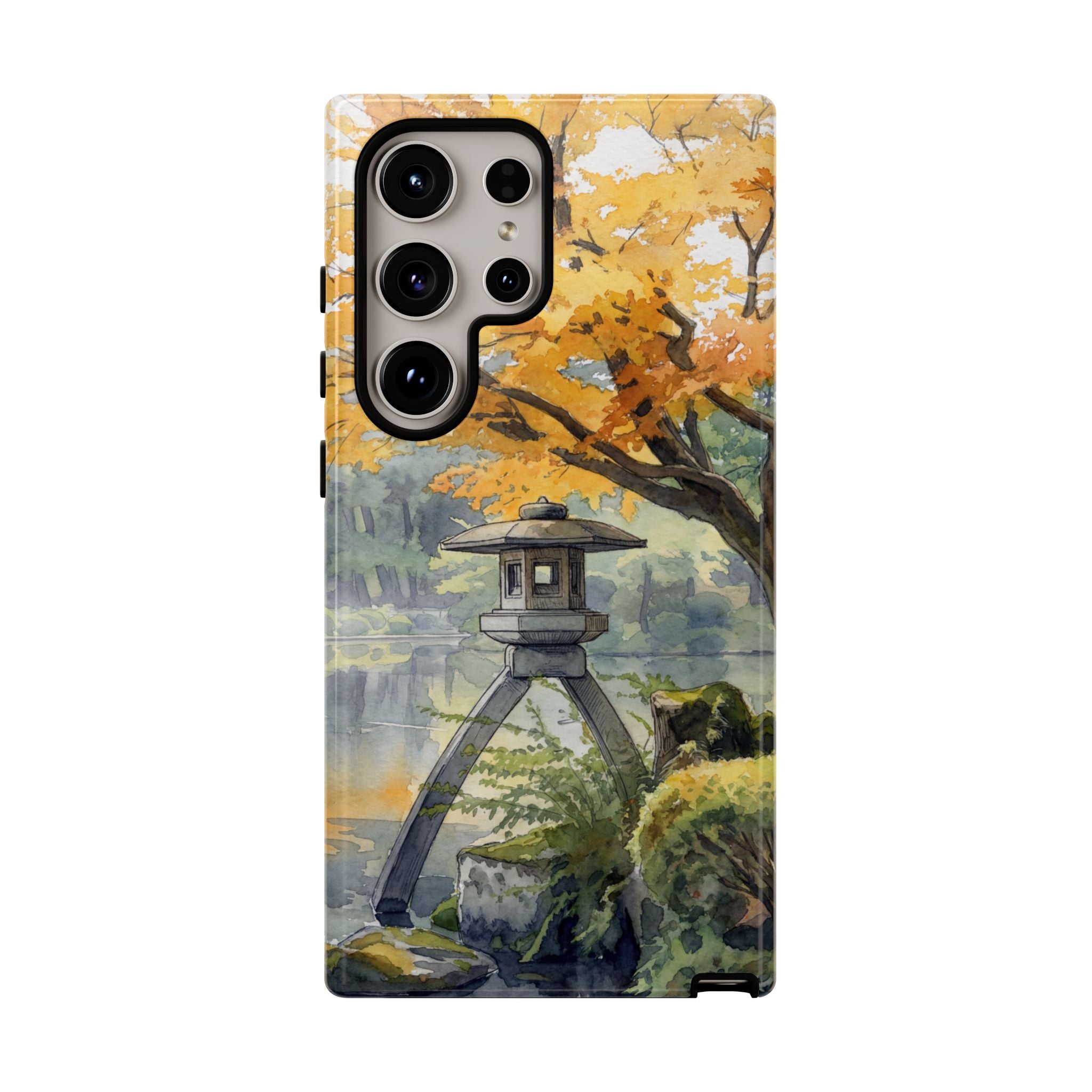 Autumn Japanese Garden Samsung Galaxy Phone Case | Scenic Lantern Fall
