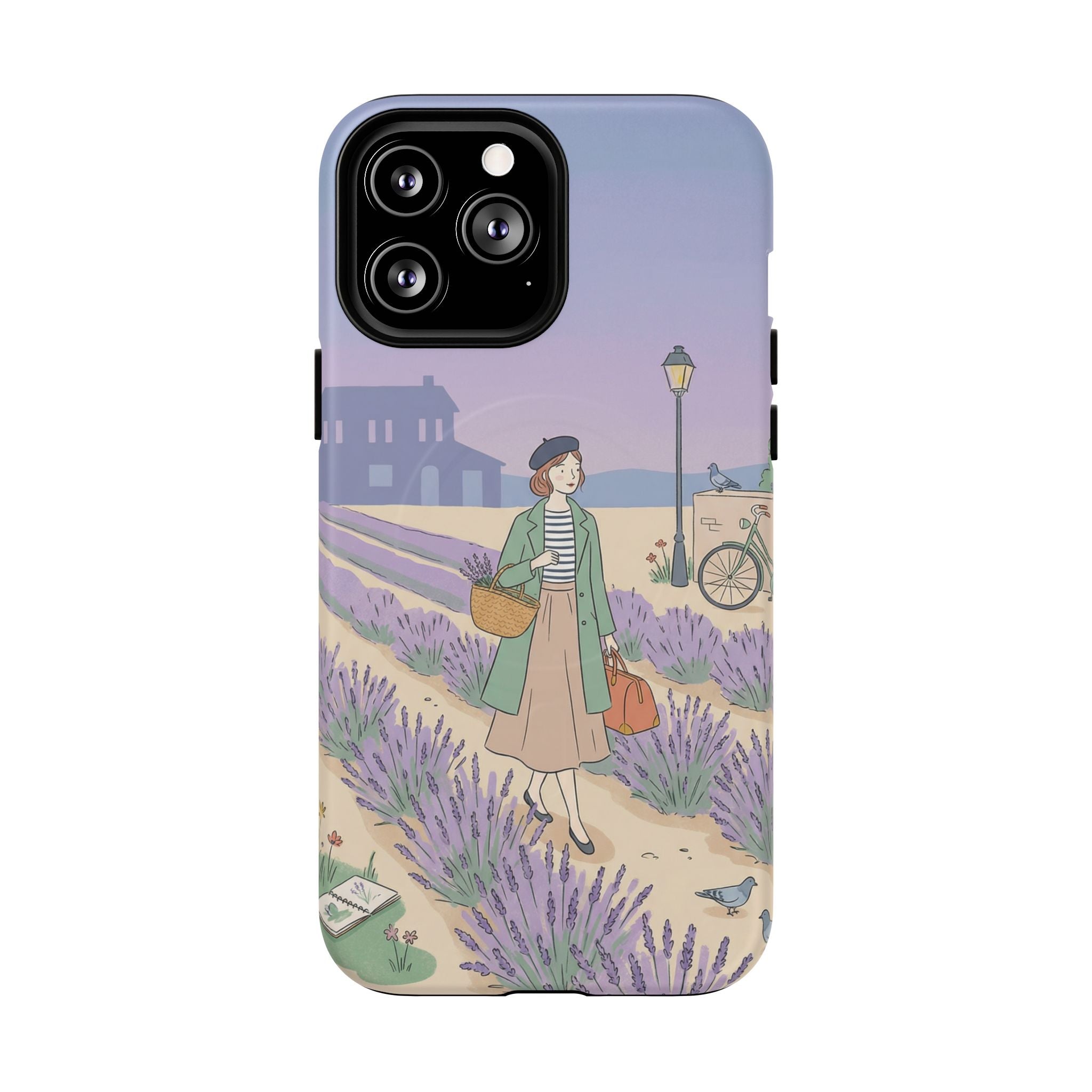 Lavender Field MagSafe iPhone Case | Vintage Travel Illustration Protective Case
