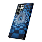 Blue Checkered Tunnel Samsung Galaxy Case — 3D Optical Illusion Tough Case