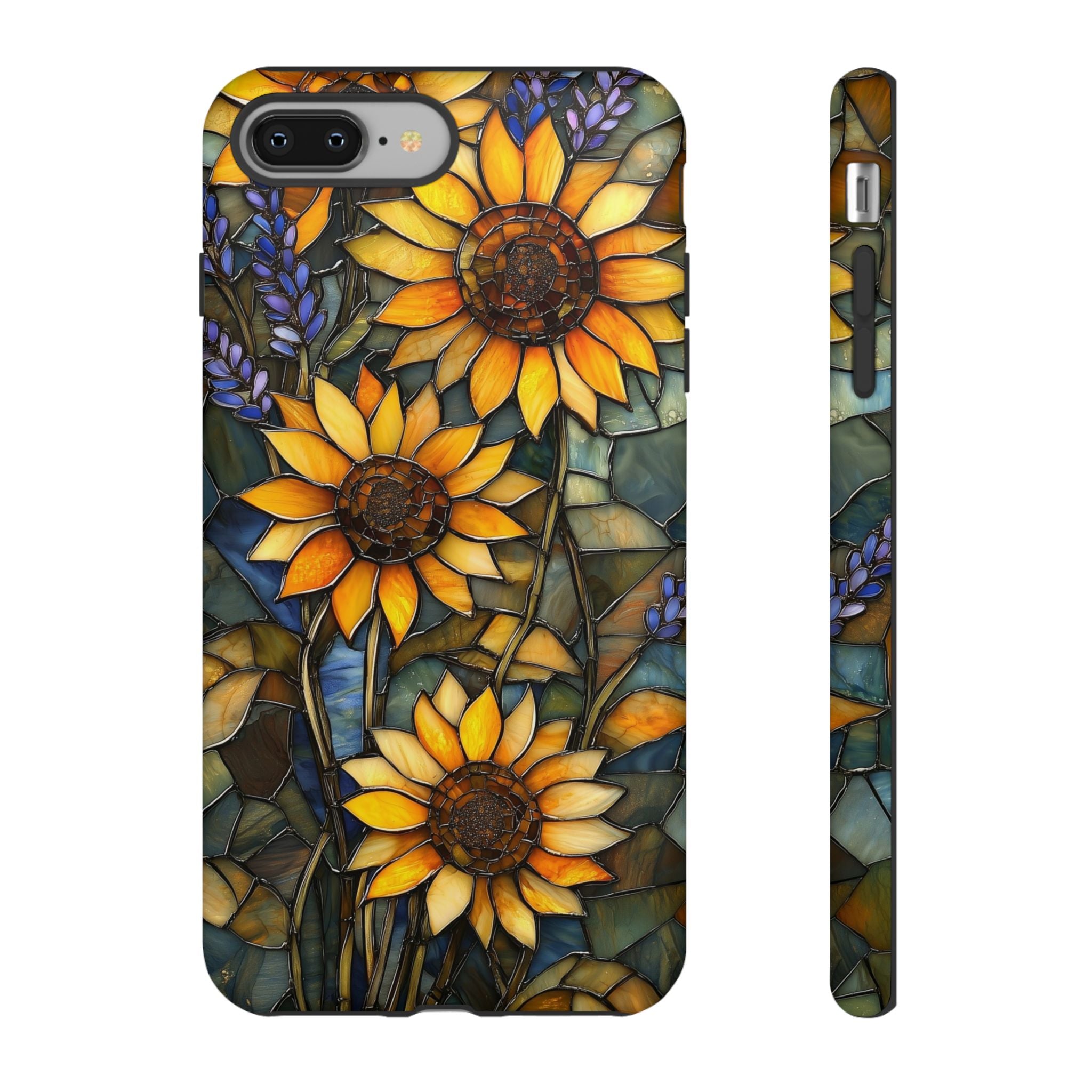 Sunflower Stained Glass Tough iPhone Case | Floral Protective Cover