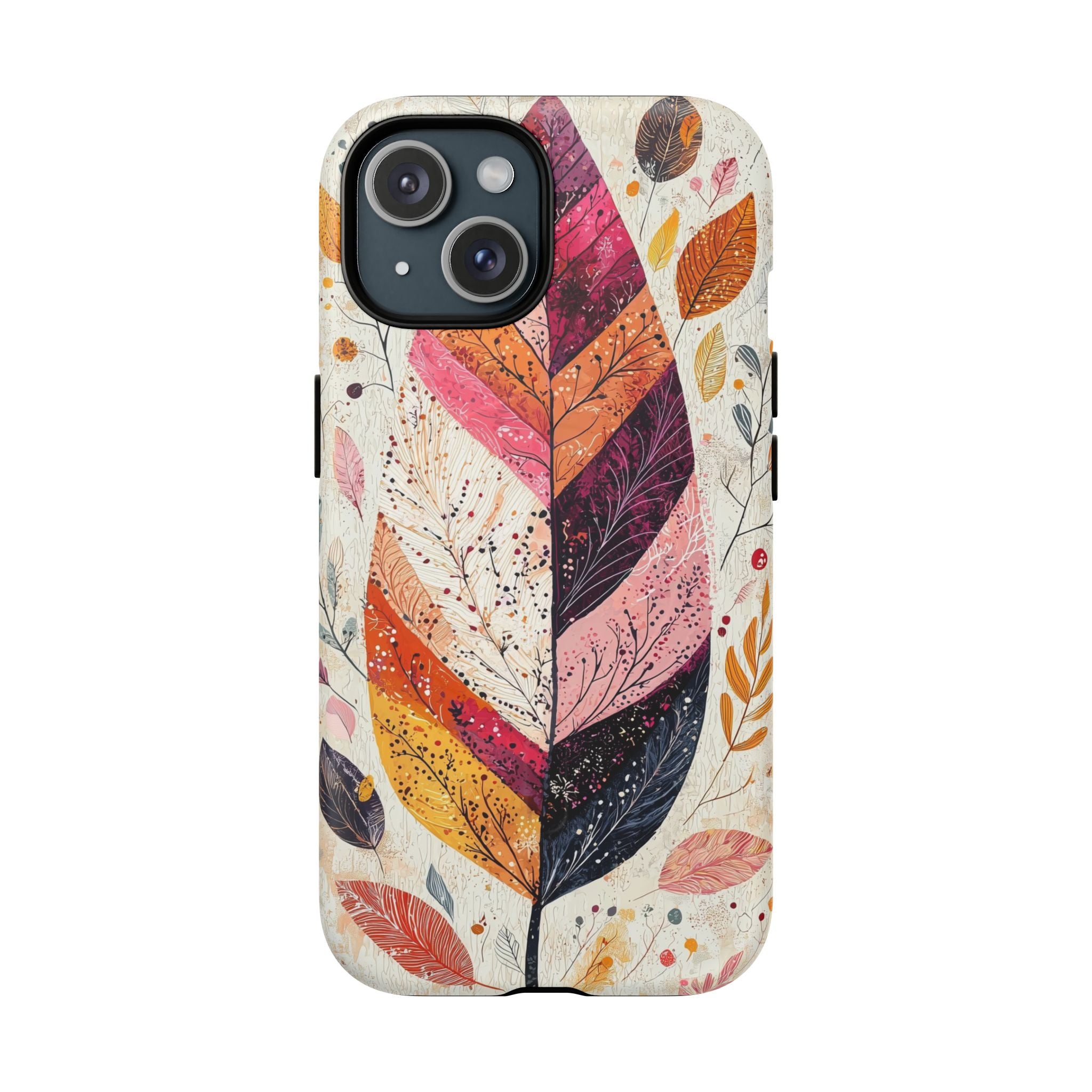 Custodia MagSafe resistente per iPhone Autumn Leaf | Design autunnale con piume ad acquerello