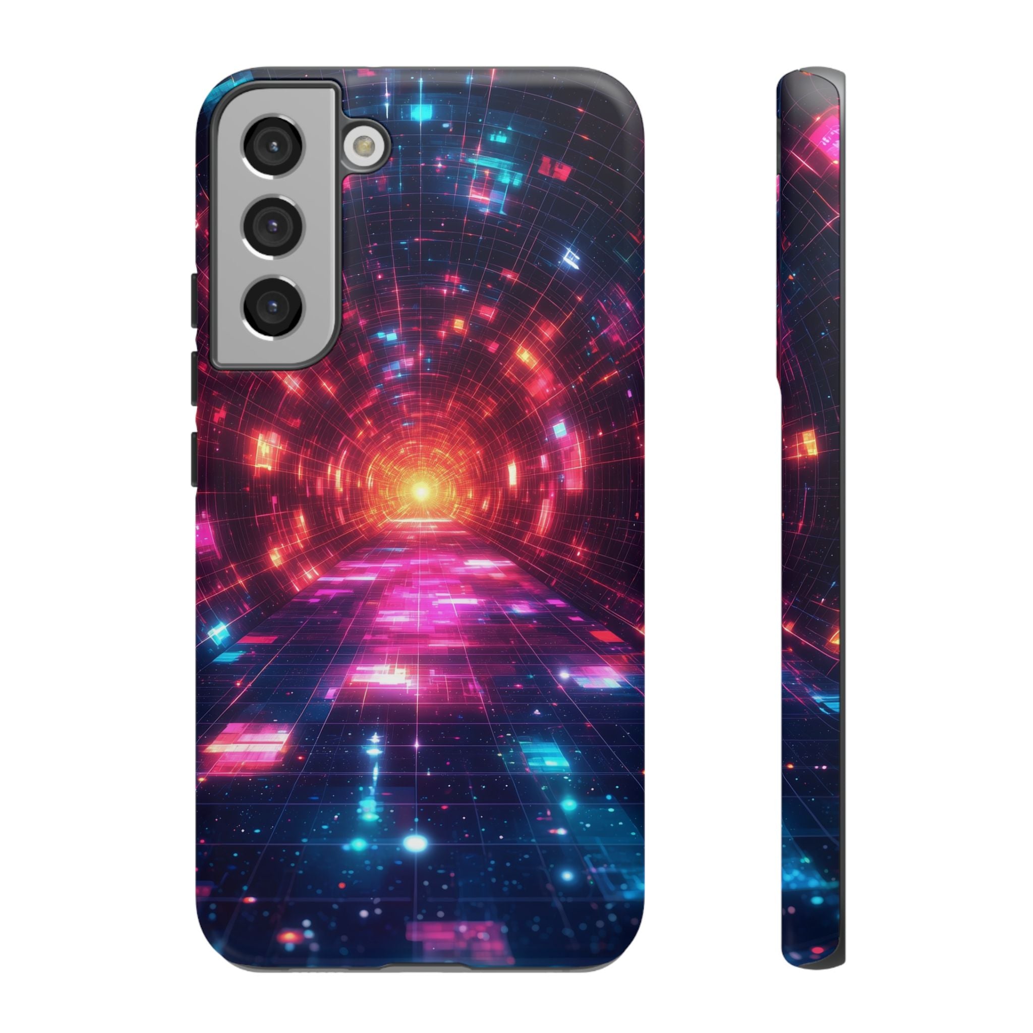 Neon Tunnel Tough Samsung Galaxy Case — Retro Futuristic Galaxy Design
