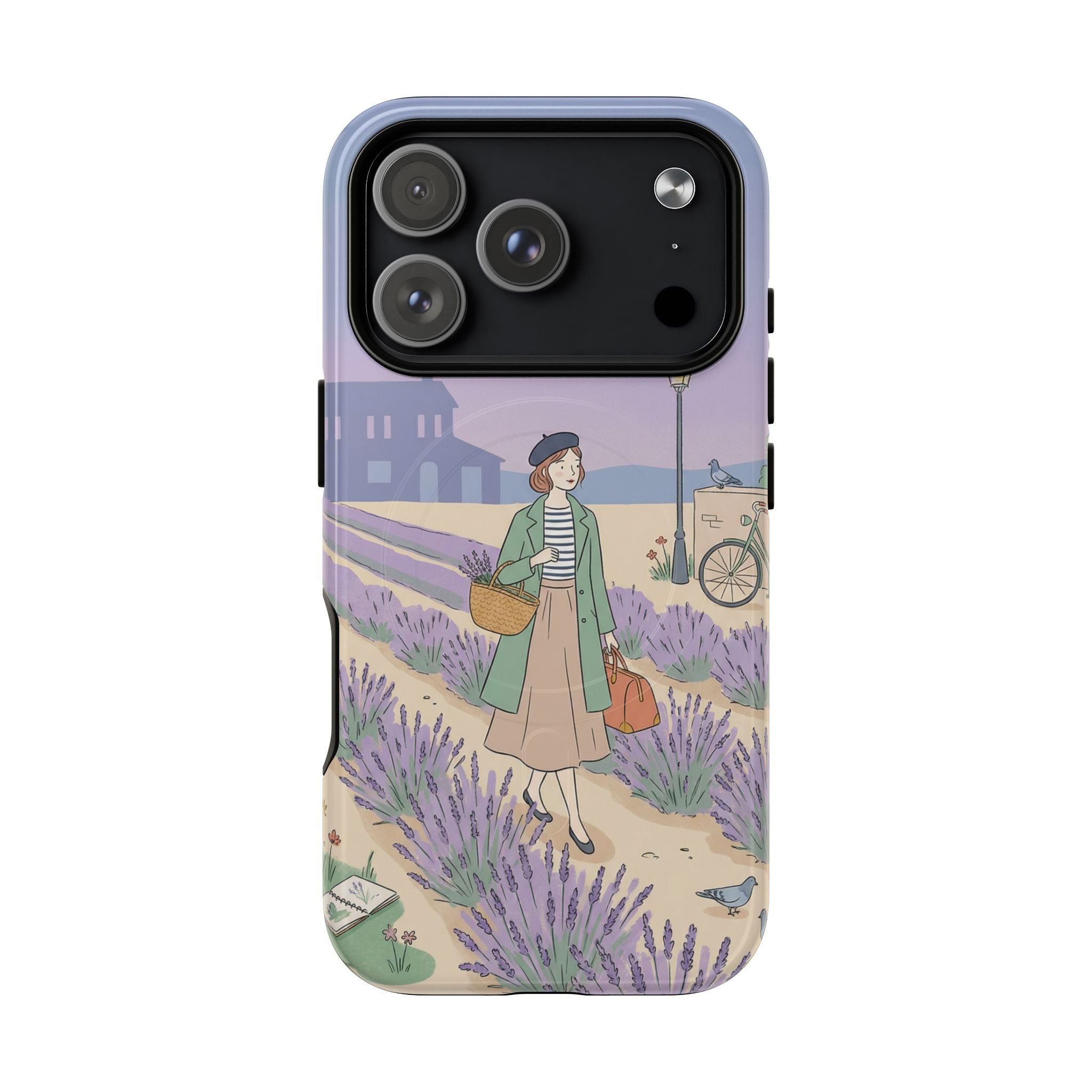 Lavender Field MagSafe iPhone Case | Vintage Travel Illustration Protective Case