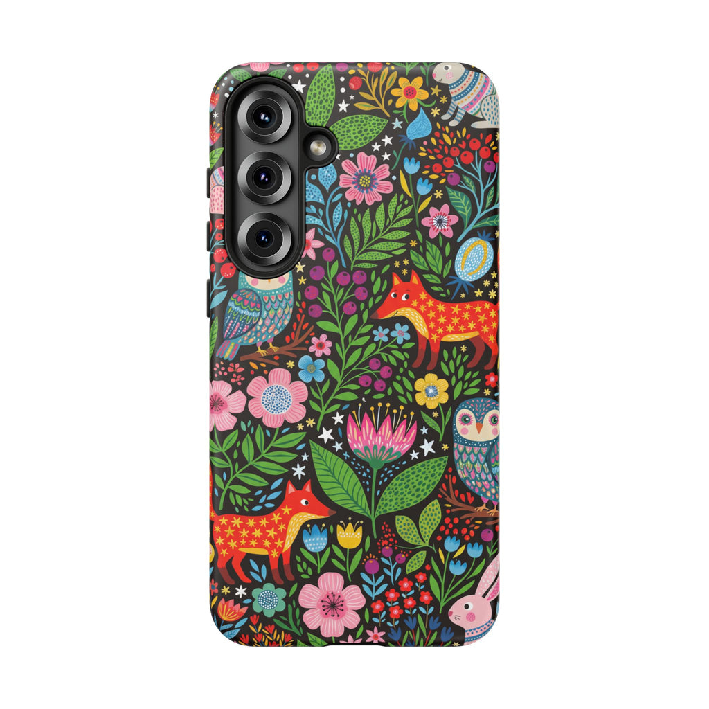 Floral Woodland Samsung Galaxy Phone Case | Colourful Fox & Owl Protective Cover
