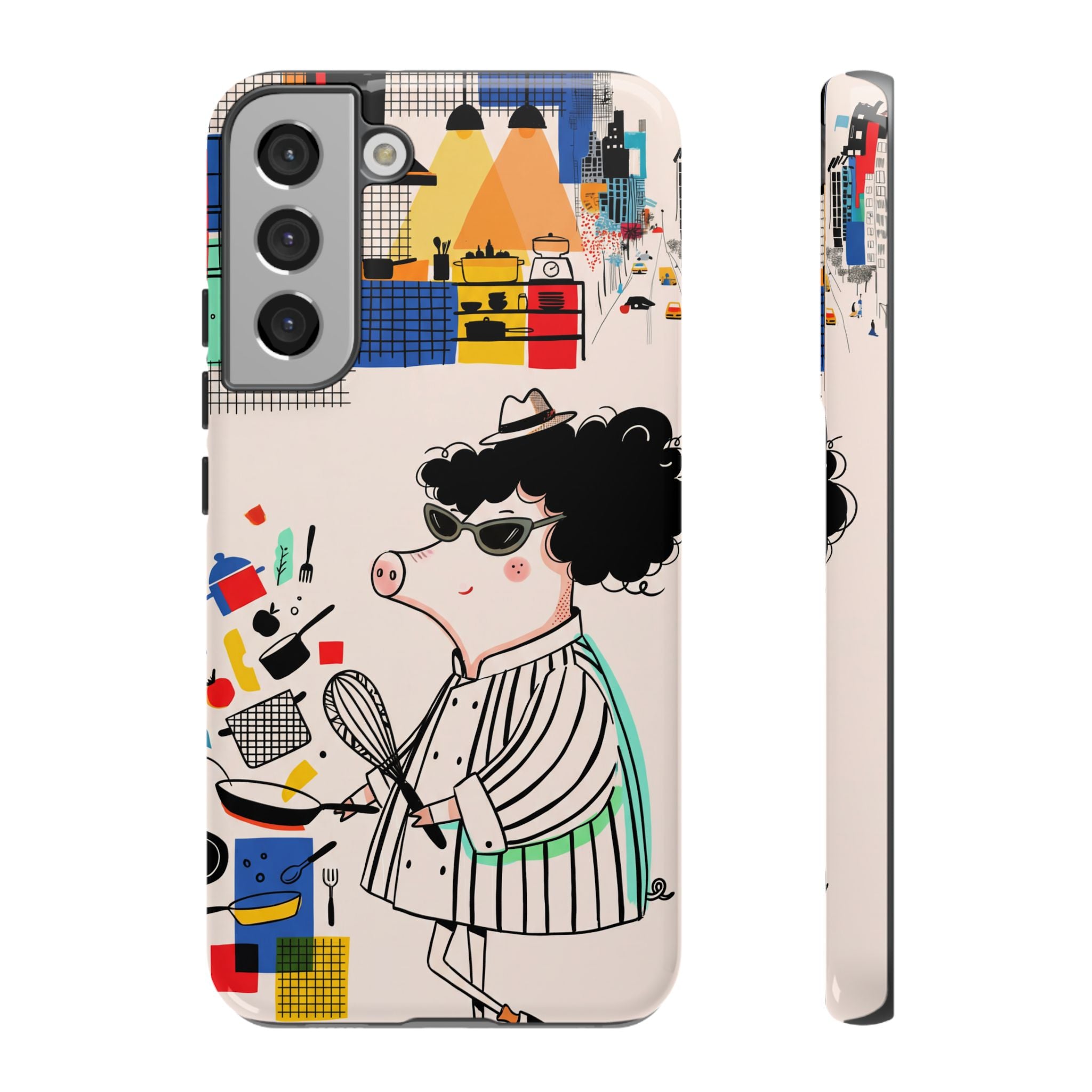 Cute Chef Pig Samsung Galaxy Phone Case | Quirky Cartoon Kitchen Art Tough Case