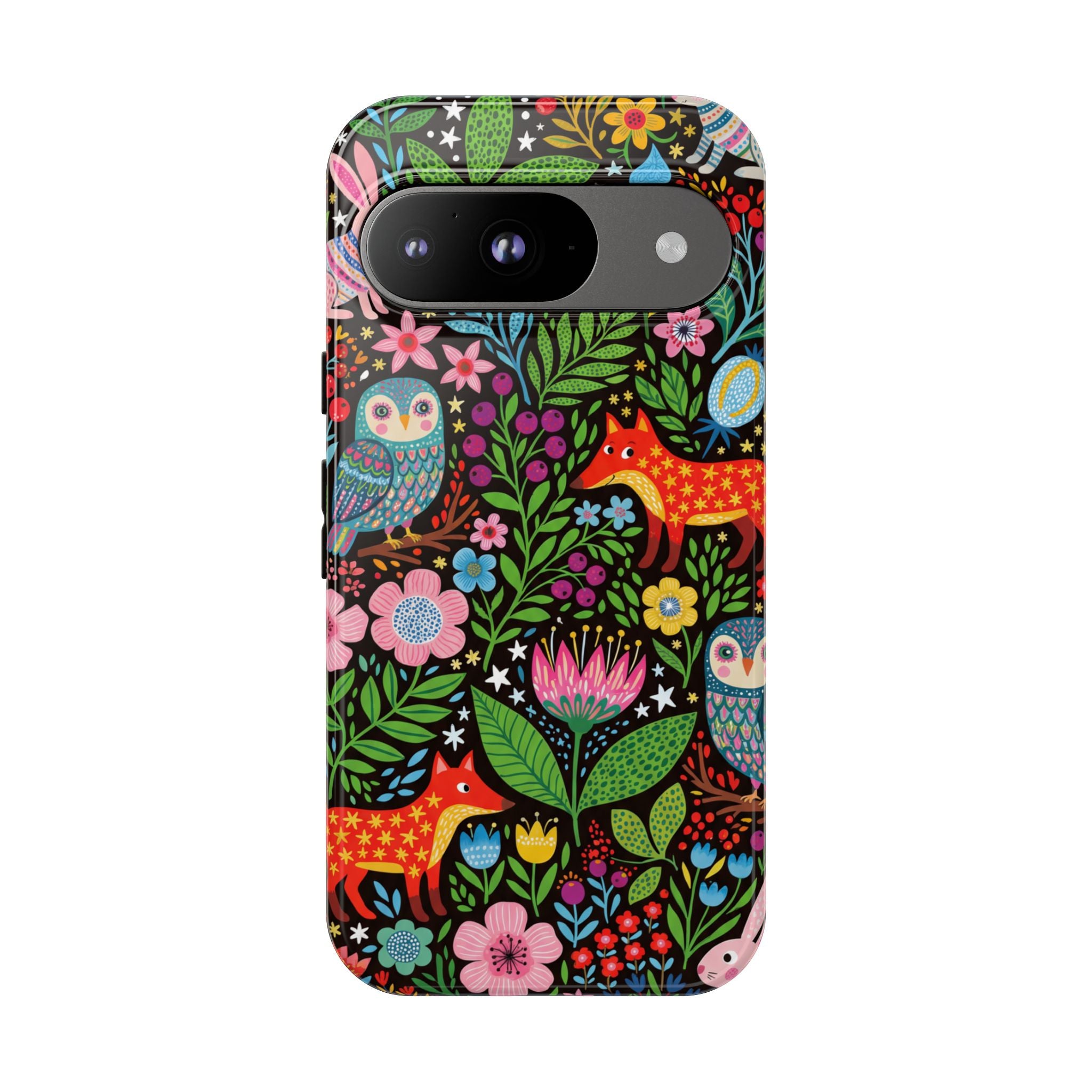 Floral Woodland Google Pixel Phone Case | Colourful Fox & Owl Protective Cover
