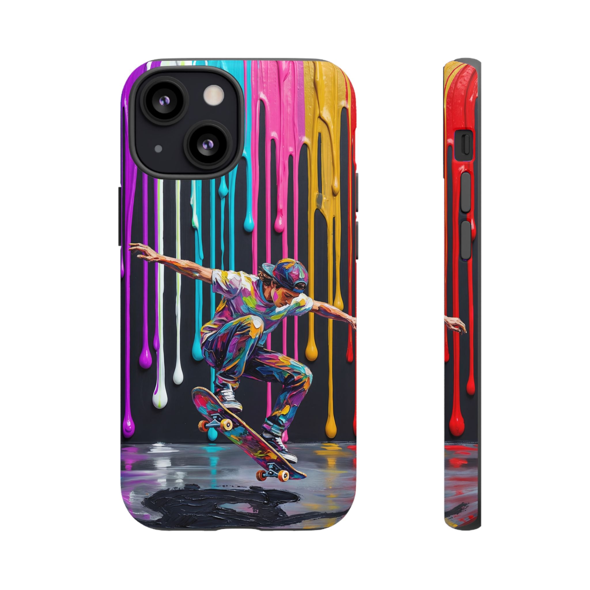 Colourful Drip Art Skateboarder Splash iPhone Case