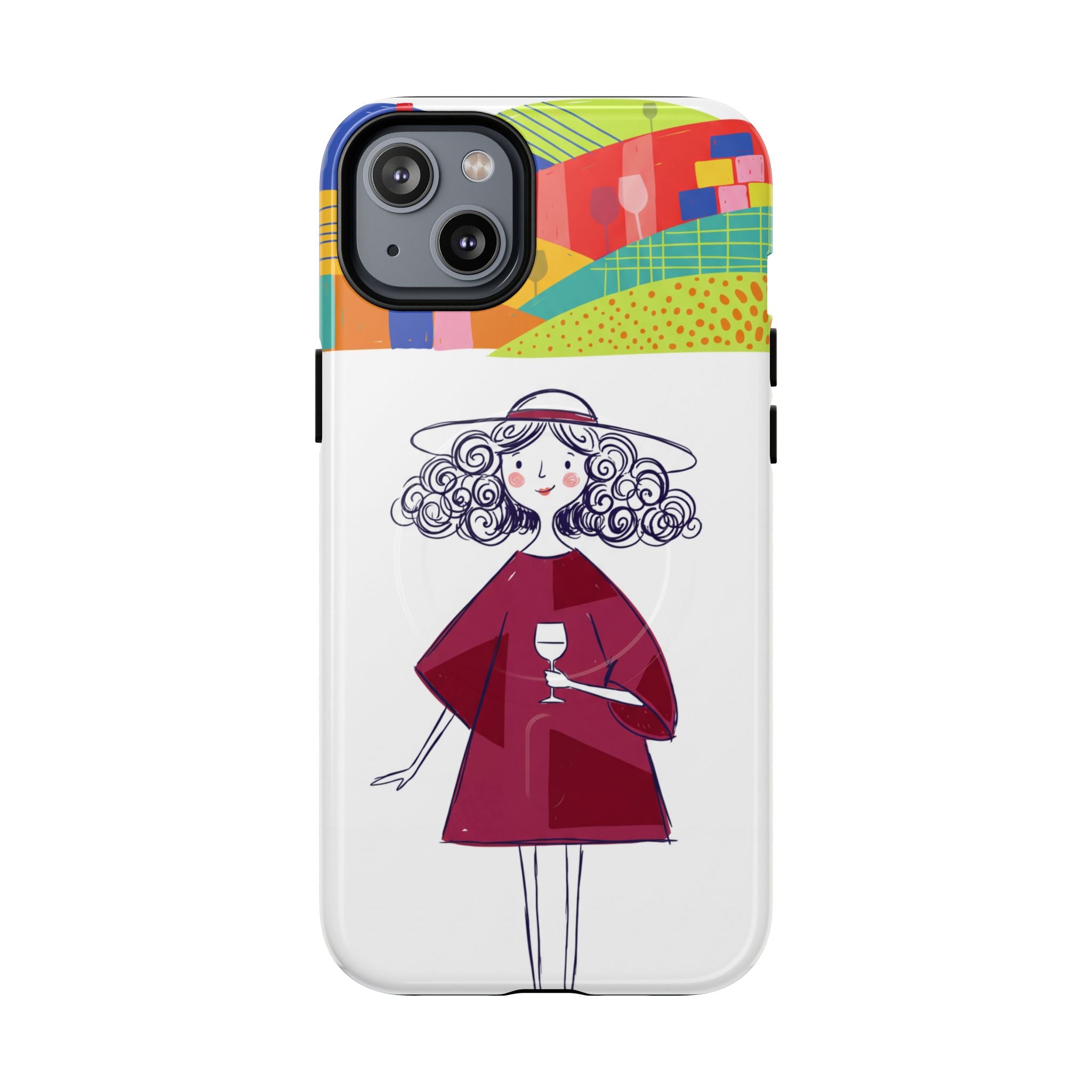 Colourful Artistic Wine Lady MagSafe iPhone Case