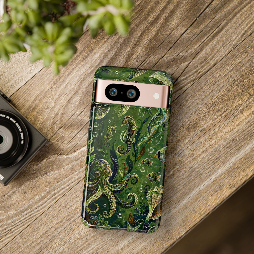 Octopus Tough Google Pixel Phone Case | Jewel Green Ocean Animal Cover