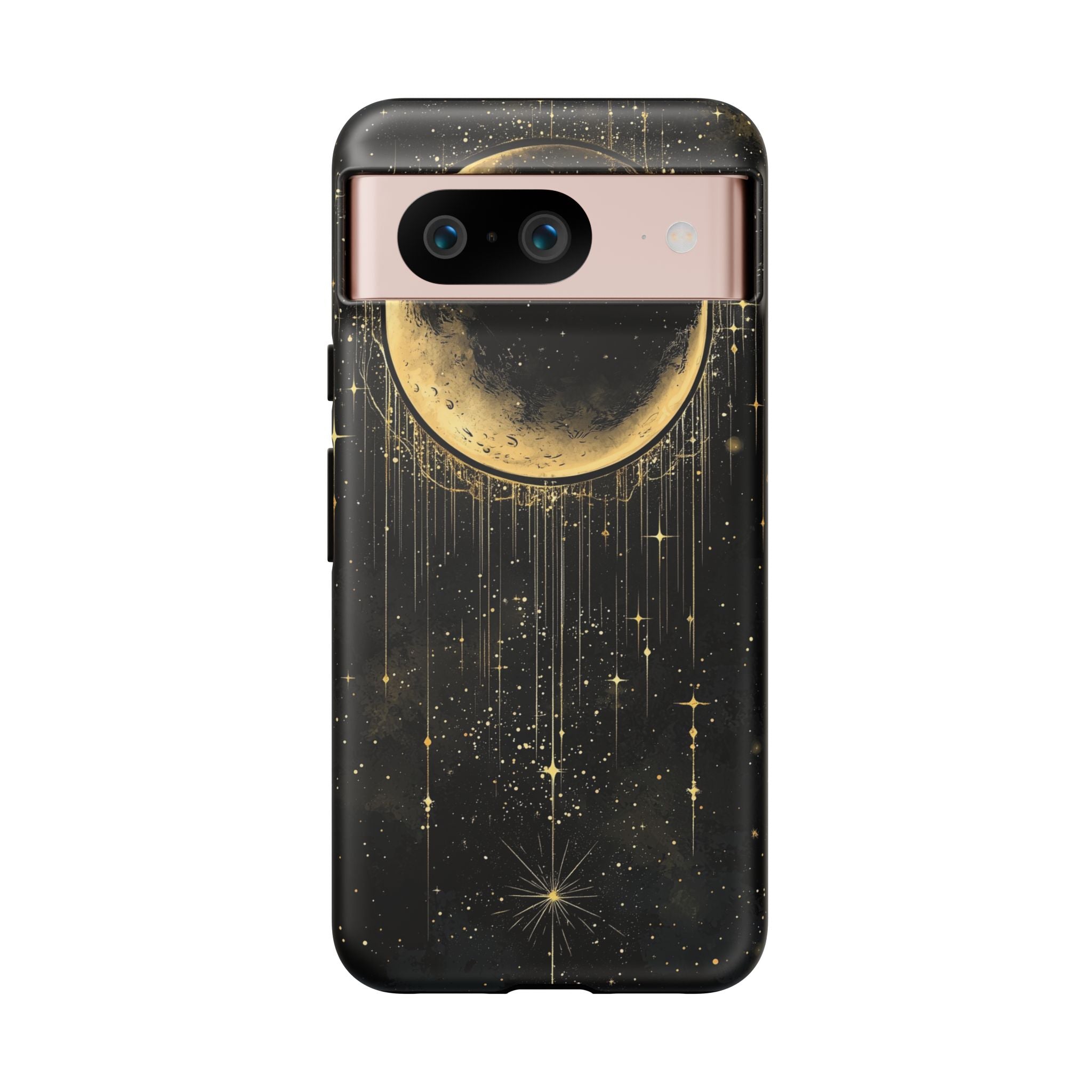Moonlit Crescent Tough Google Pixel Case | Gold Stars Night Sky