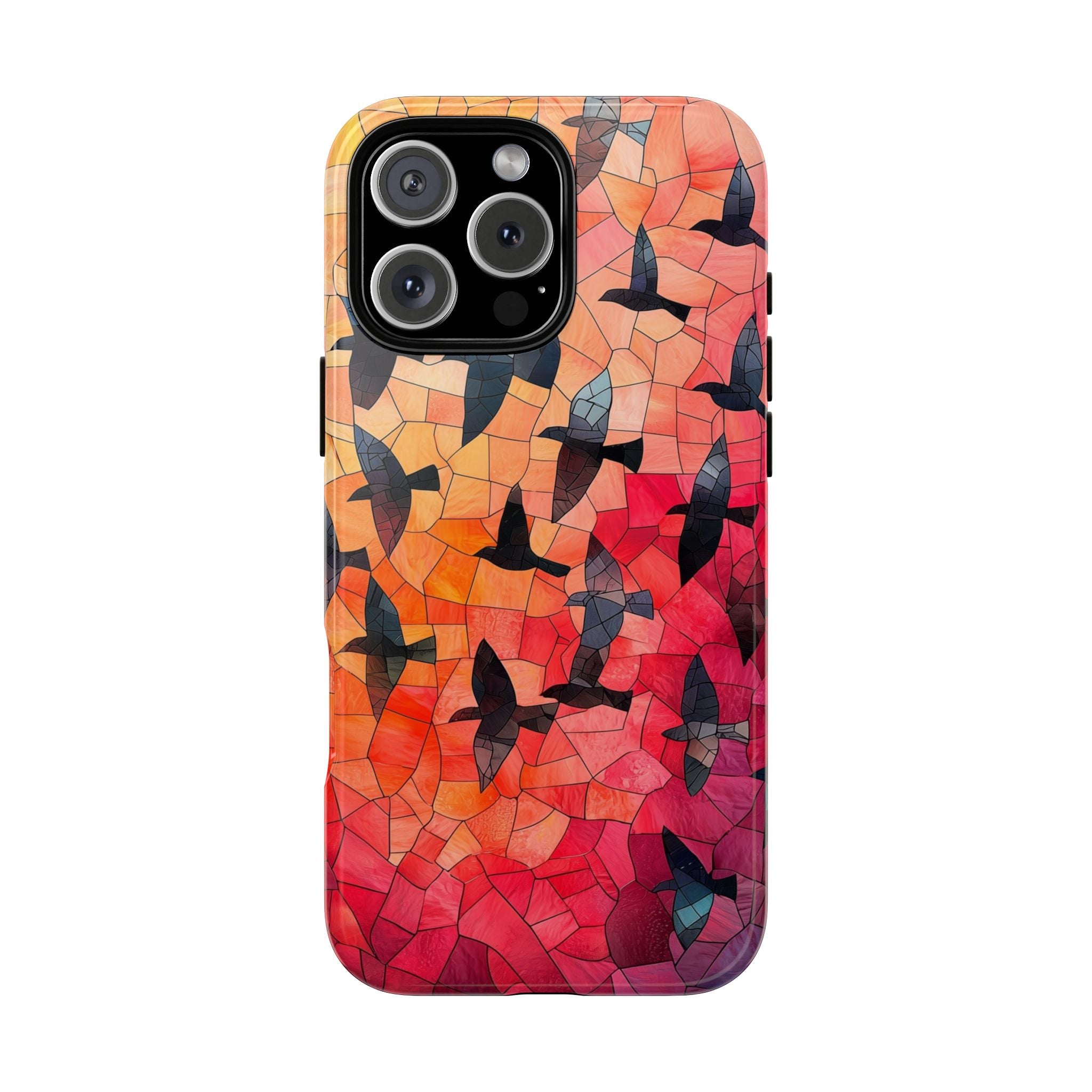 Stained Glass Mosaic Sunset Birds iPhone Case