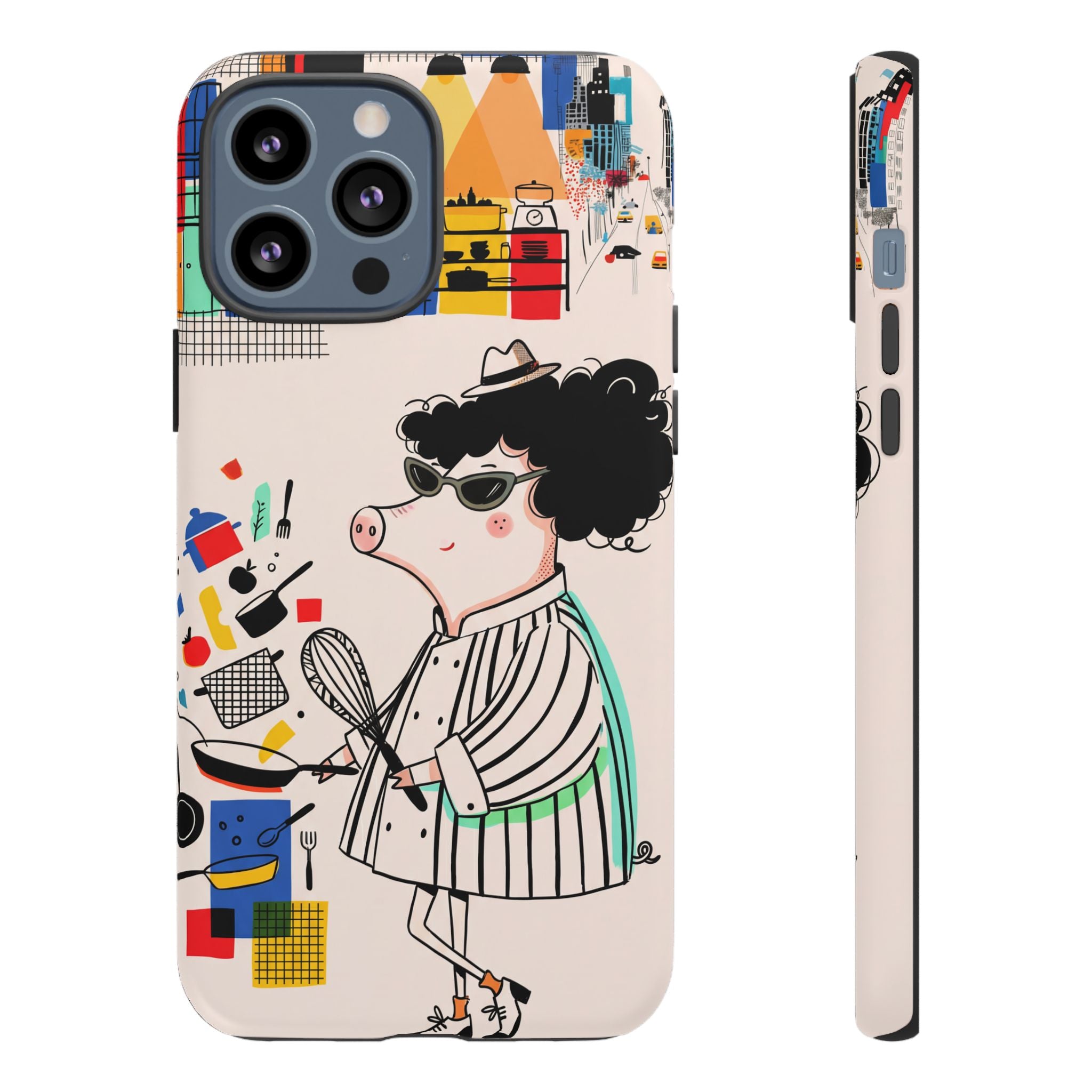 Cute Chef Pig iPhone Case | Quirky Cartoon Kitchen Art Tough Case