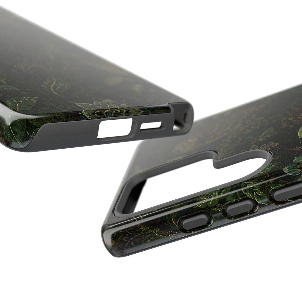 Dark Botanical Tough Samsung Galaxy Phone Case | Moody Forest Owl Cover