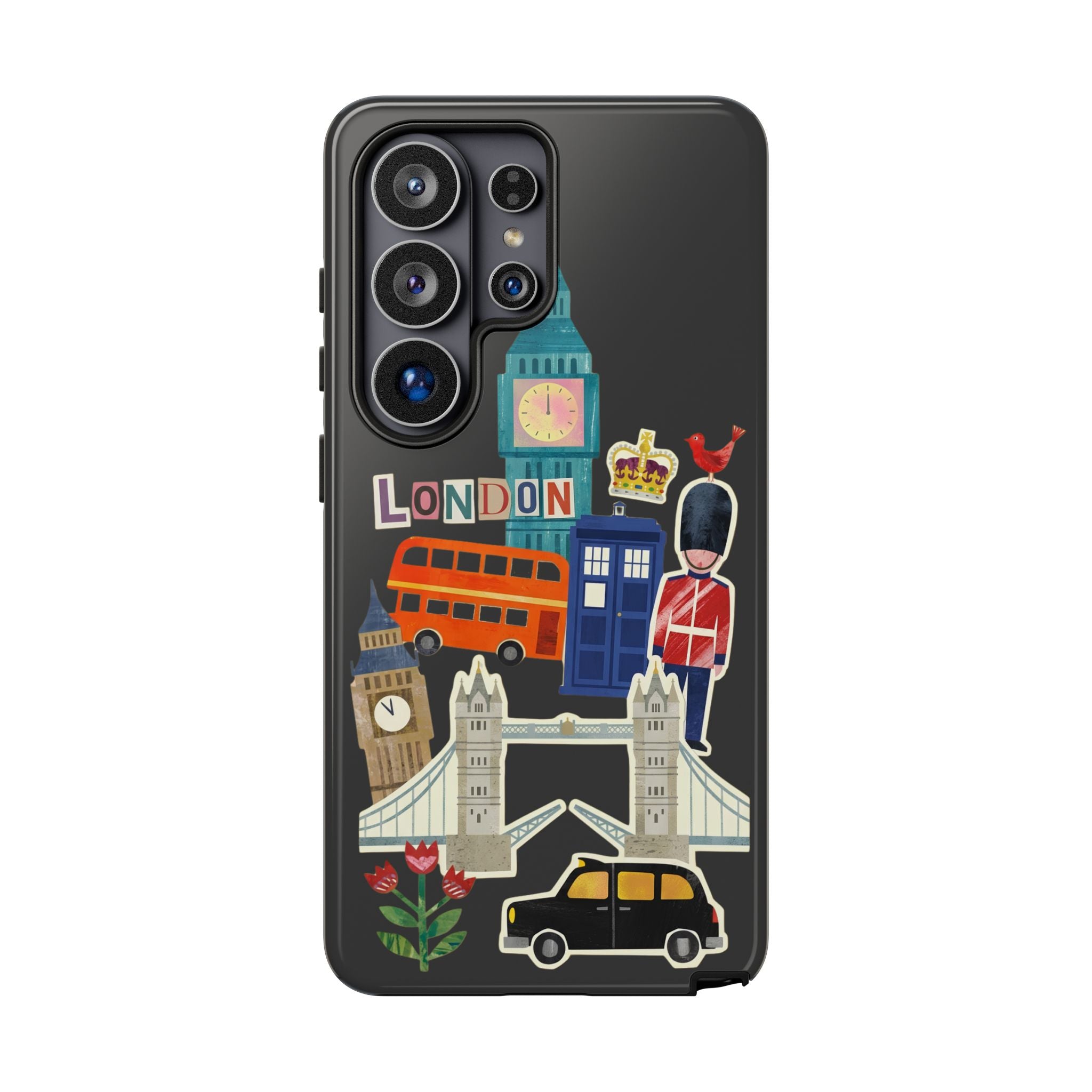 London Travel Samsung Galaxy Phone Case Aesthetic Sticker Collage Cute Retro City Cover