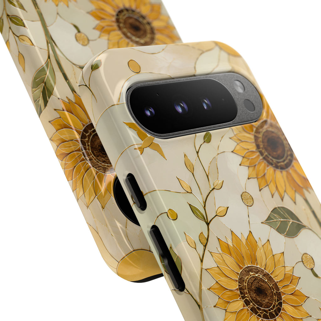 Sunflower Google Pixel Phone Case | Stained Glass Floral Phone Case