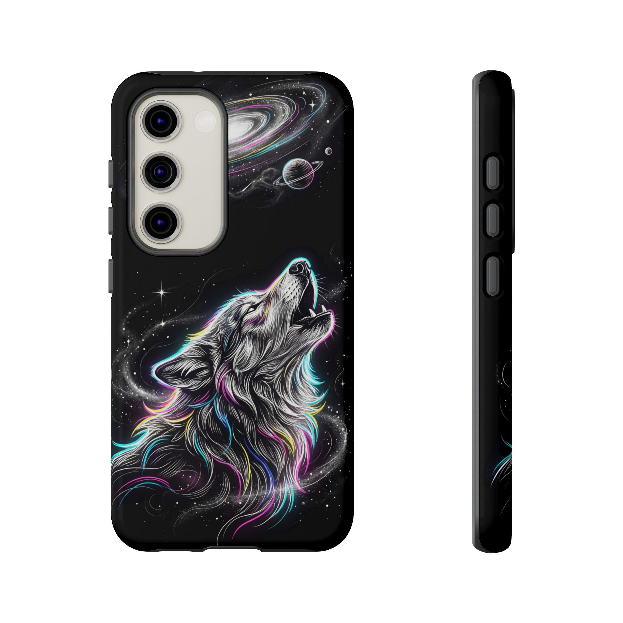 Wolf Galaxy Tough Samsung Galaxy Phone Case | Colorful Howling Wolf Space Design