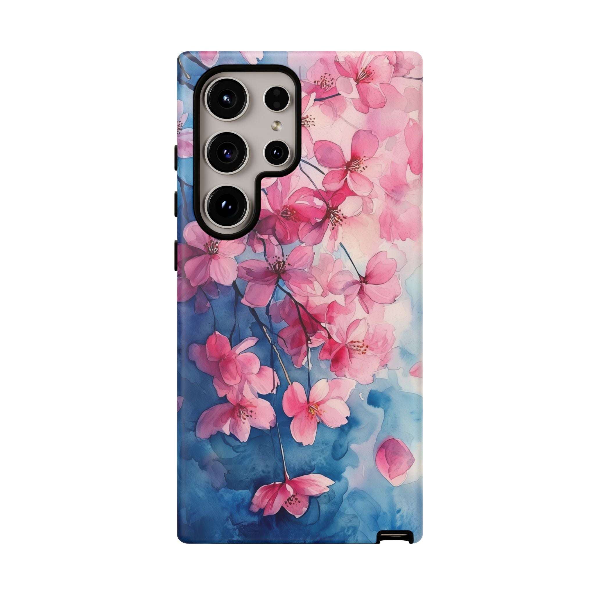 Floral Cherry Blossom Samsung Galaxy Case | Pink Blue Watercolour