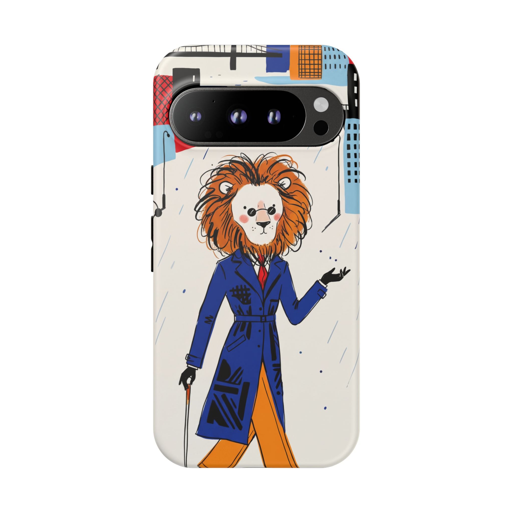 Lion Gentleman Google Pixel Phone Case | Dapper Lion in City Rain