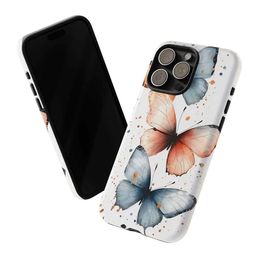 Watercolour Blue & Peach Butterfly Tough iPhone Case