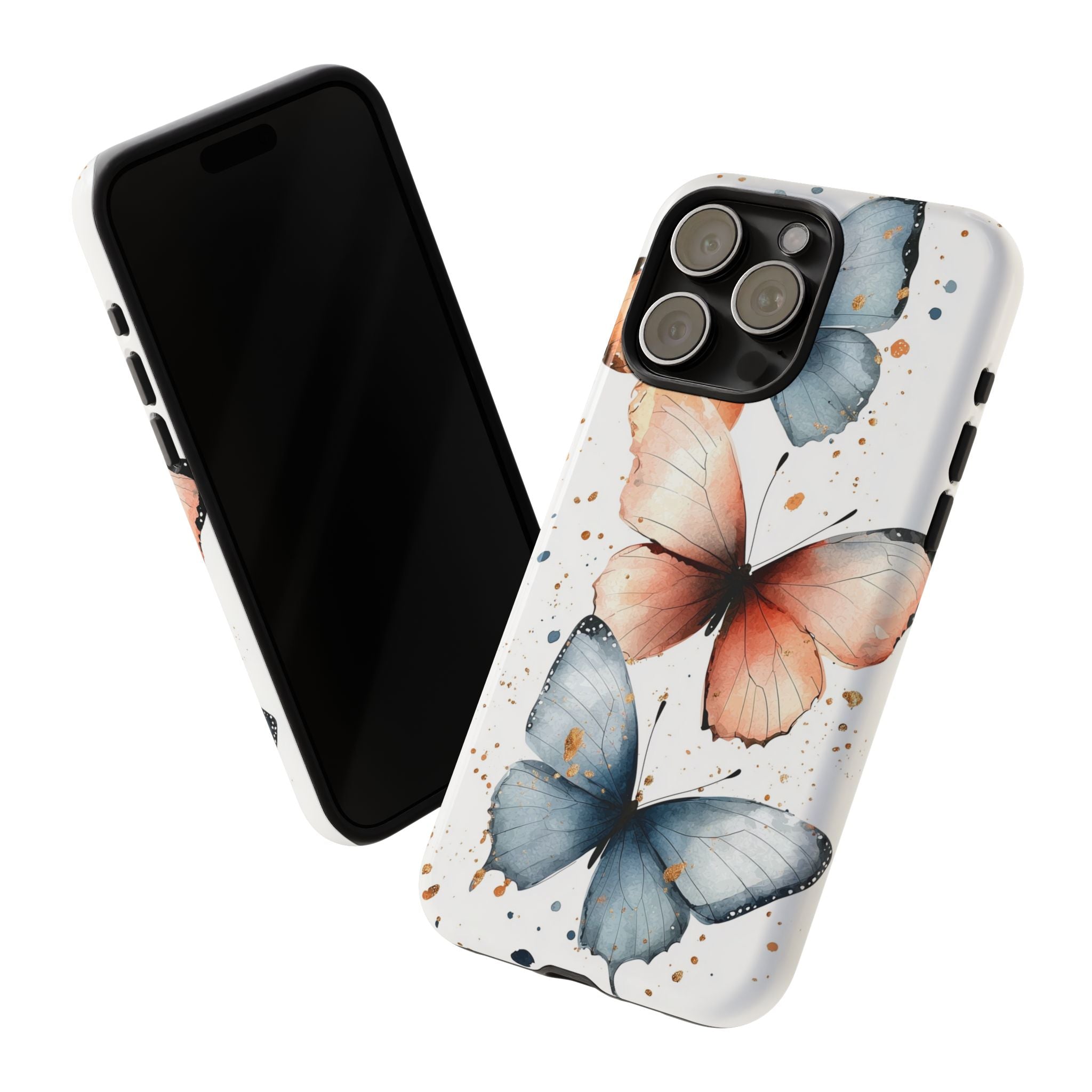 Watercolour Blue & Peach Butterfly Tough iPhone Case