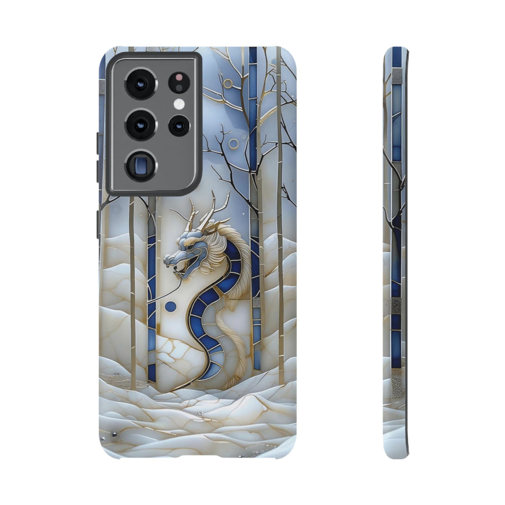 Dragon Stained Glass Samsung Galaxy Case — Blue Winter Forest Protective Cover