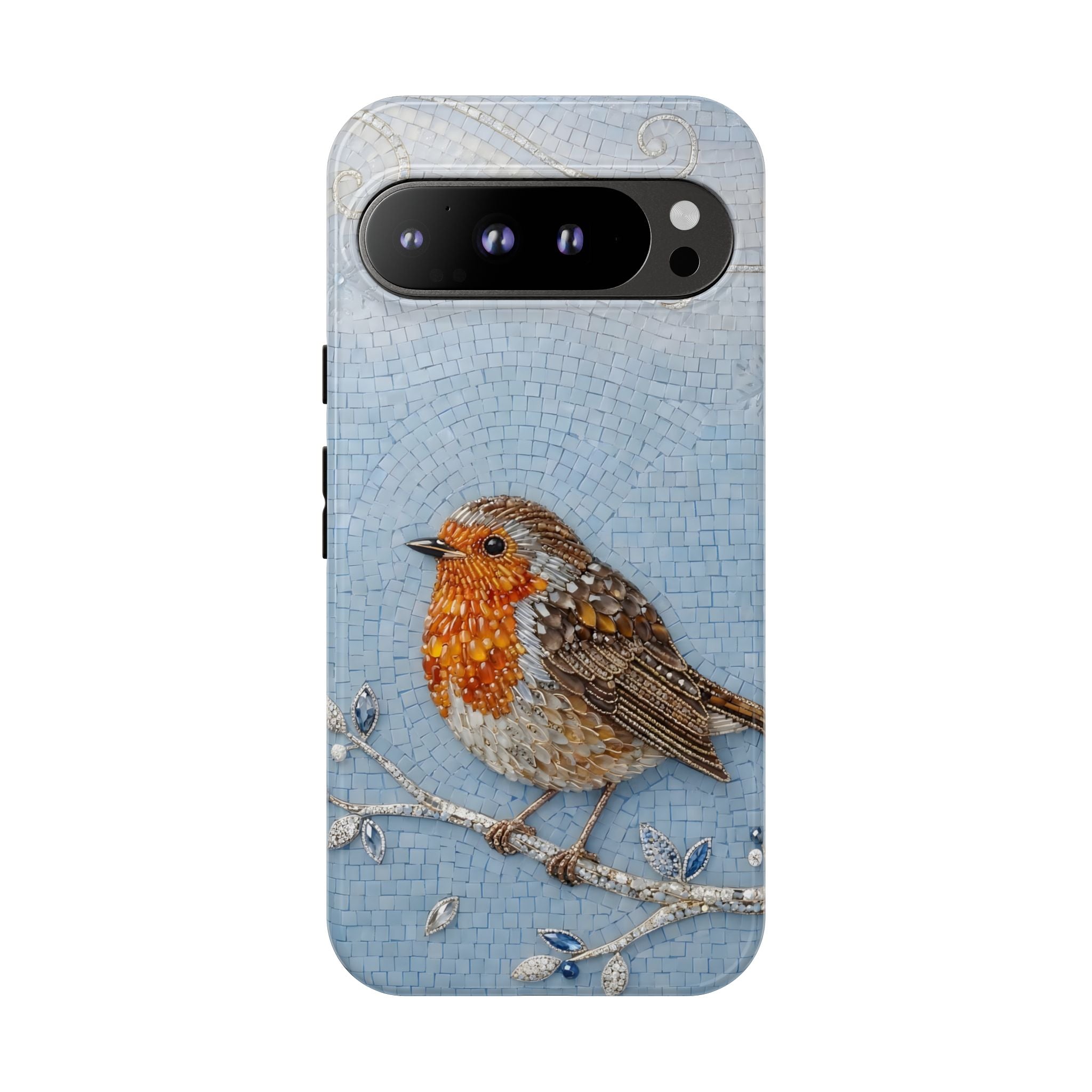 Robin Winter Google Pixel Phone Case — Protective Floral Bird Design