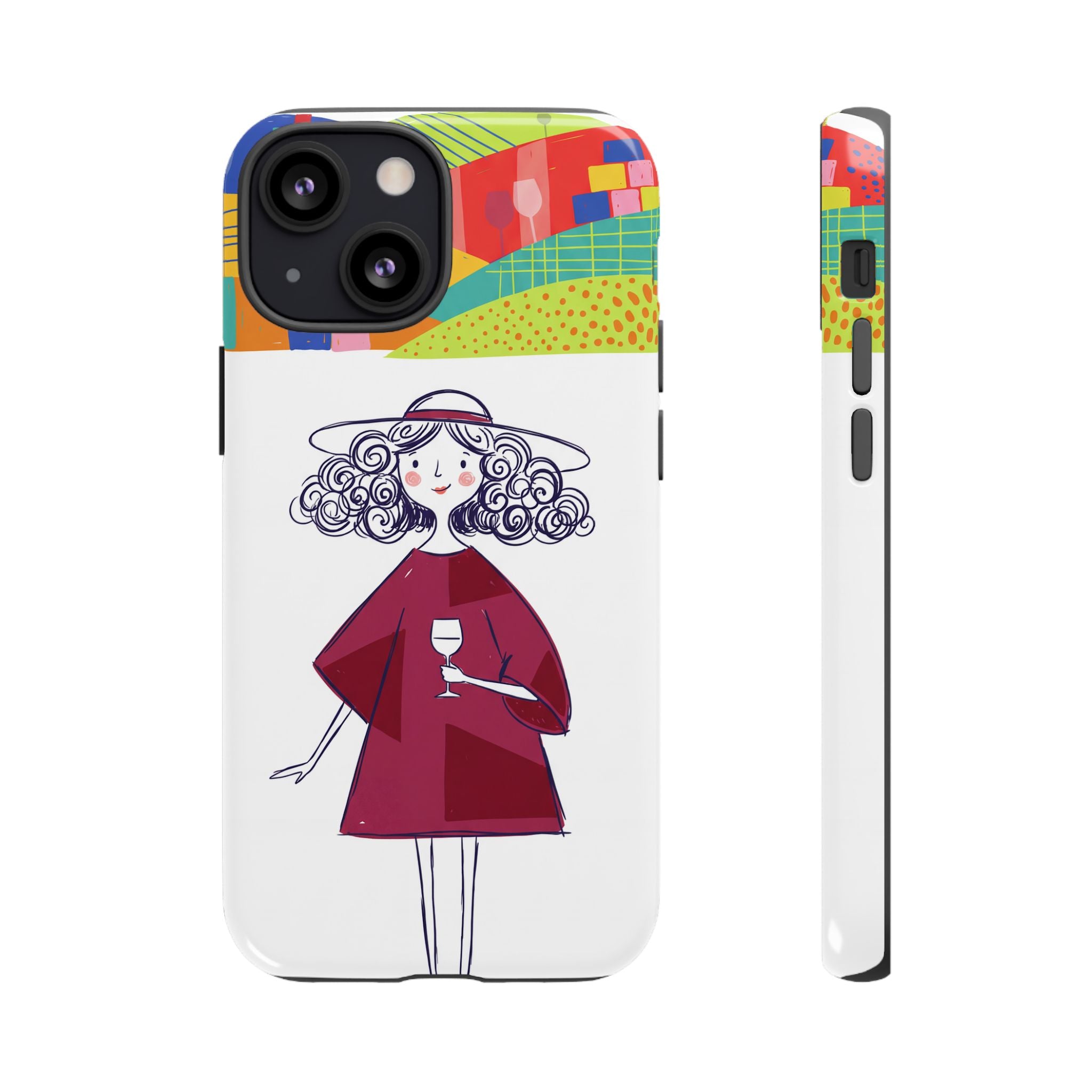 Colourful Artistic Wine Lady iPhone Case