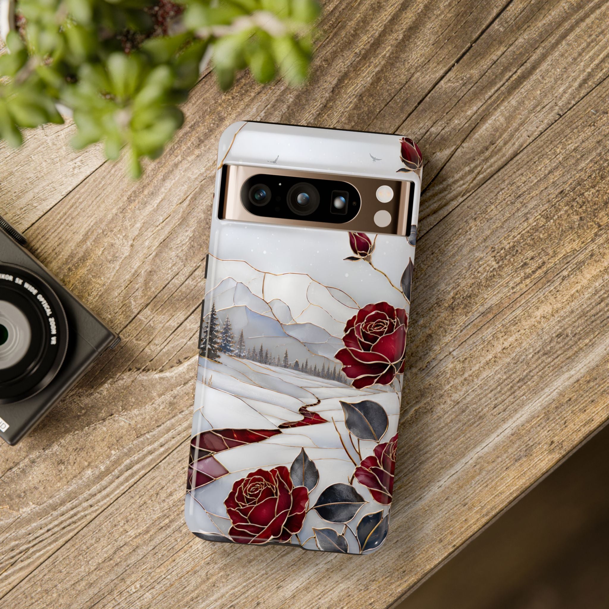 Winter Rose Google Pixel Phone Case | Red Floral Phone Case