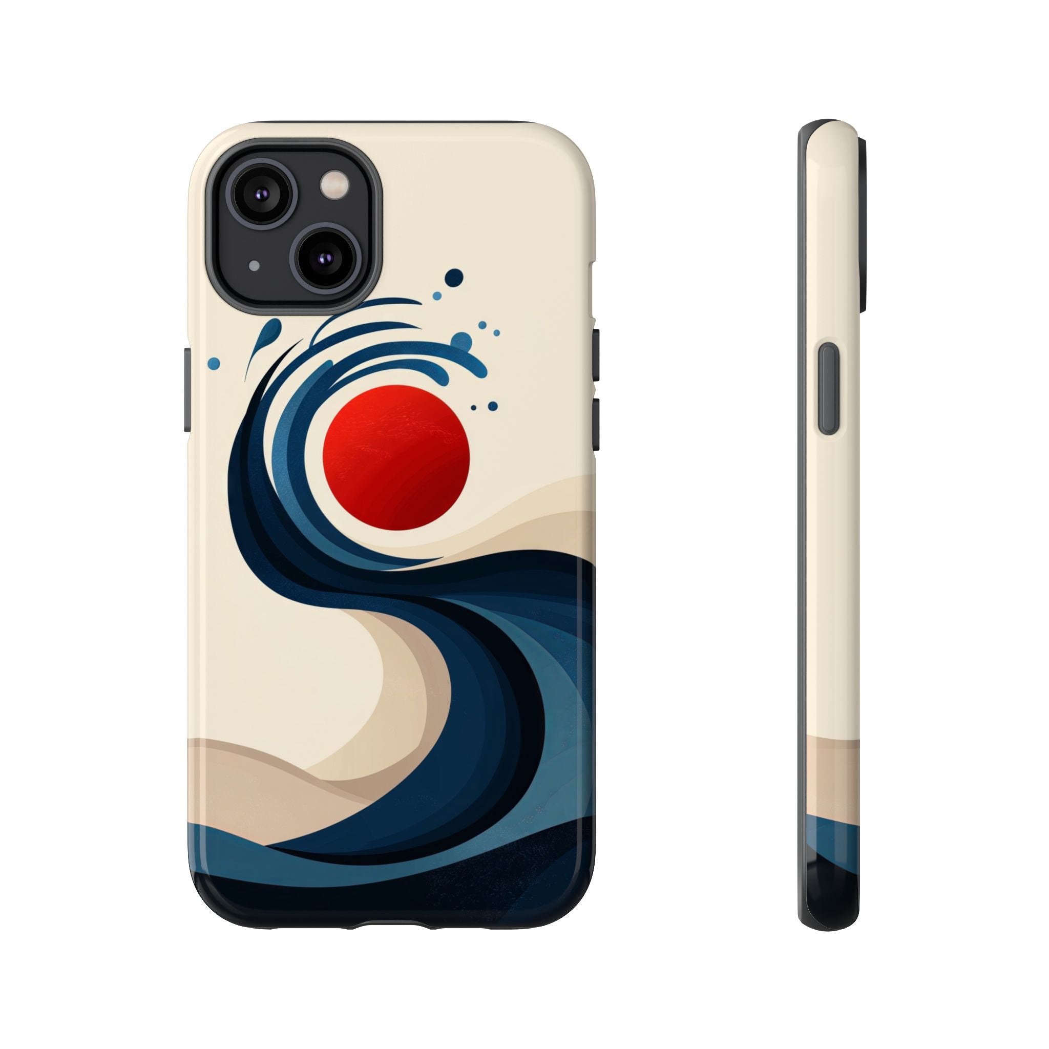 Abstract Wave iPhone Case | Red Sun Ocean Art