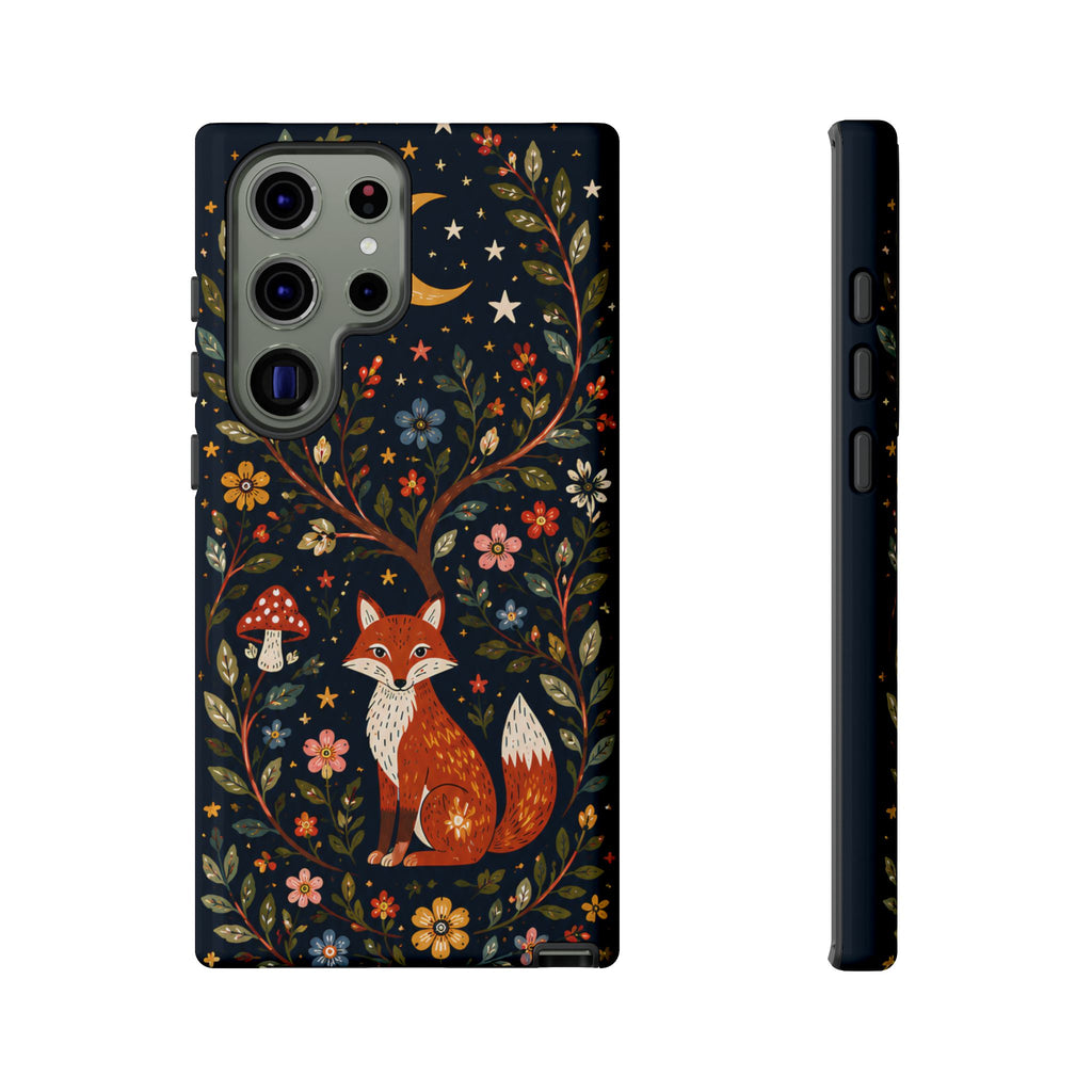Fox Moon Samsung Galaxy Phone Case | Whimsical Floral Night Woodland Protective Case