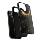 Moonlit Crescent Tough iPhone Case | Gold Stars Night Sky