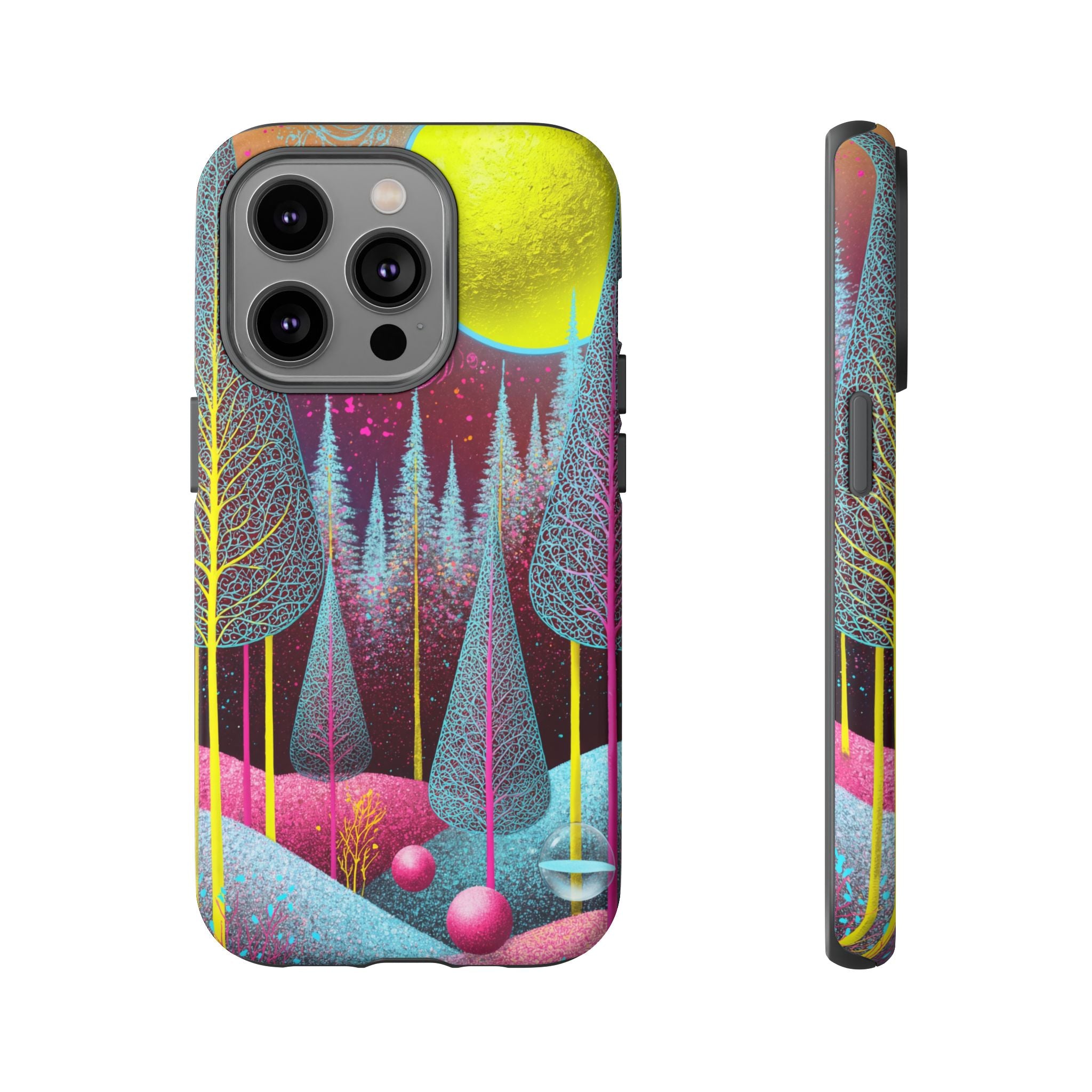 Neon Dreamscape Forest iPhone Case