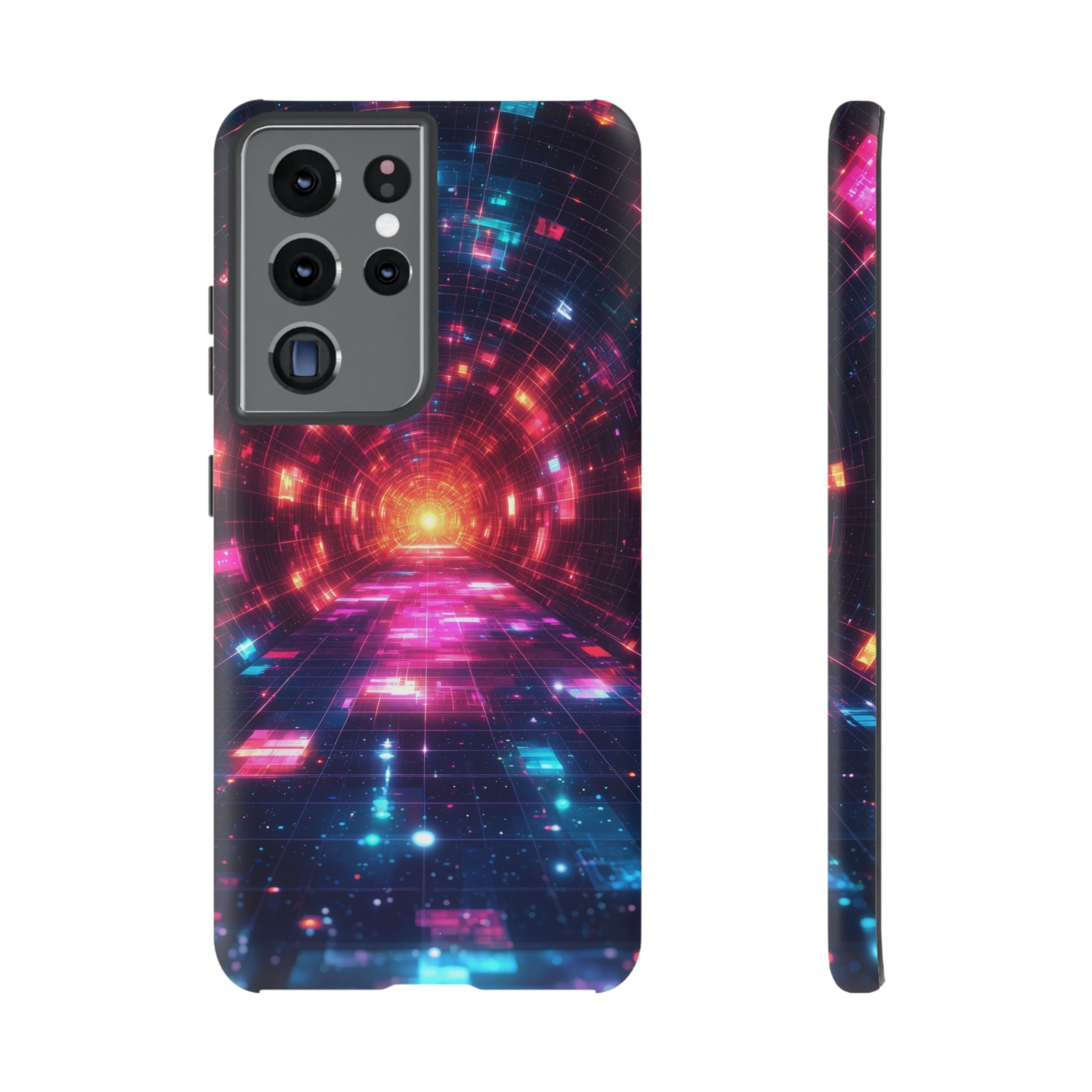 Neon Tunnel Tough Samsung Galaxy Case — Retro Futuristic Galaxy Design