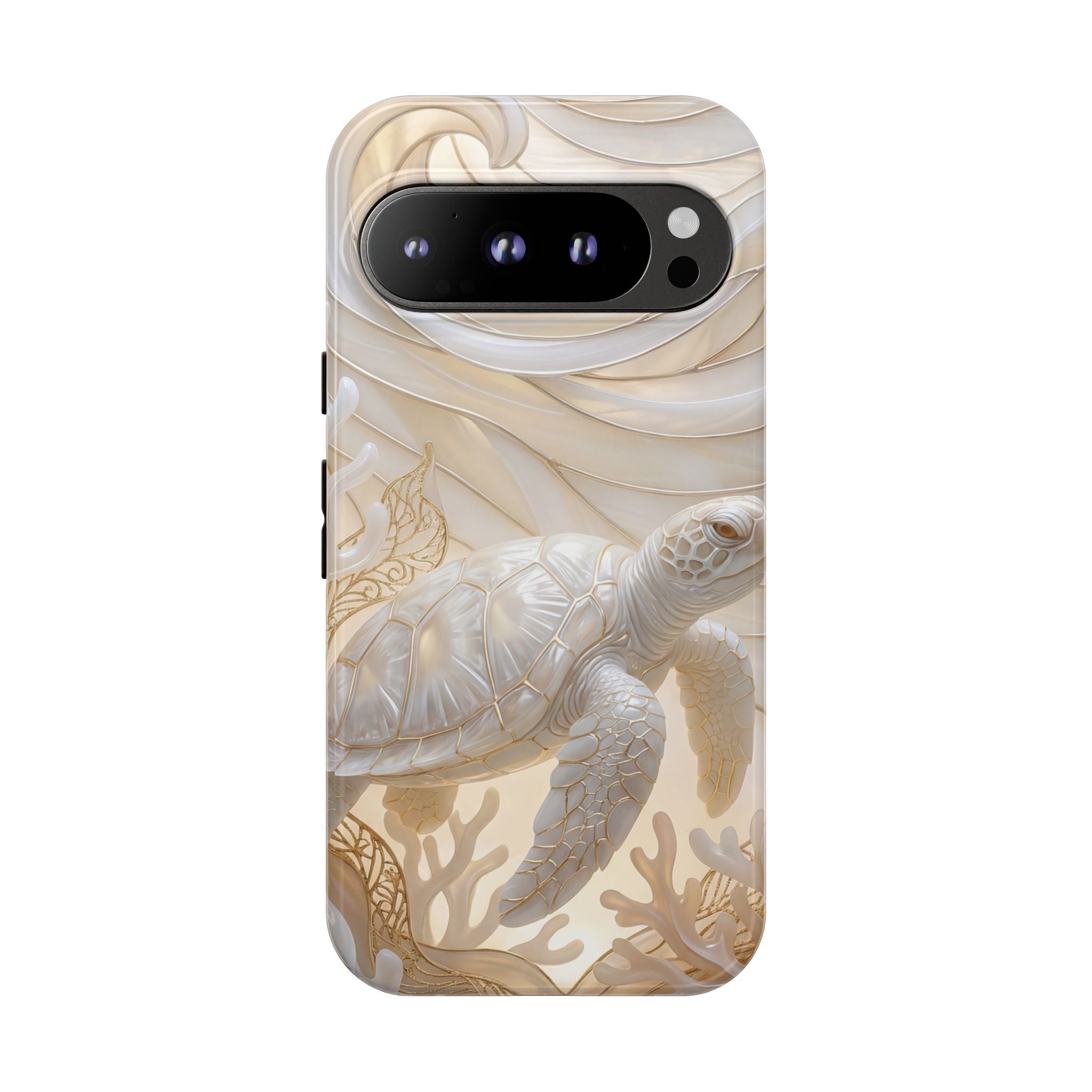 Sea Turtle Tough Google Pixel Case — Elegant Nautical Coral Design