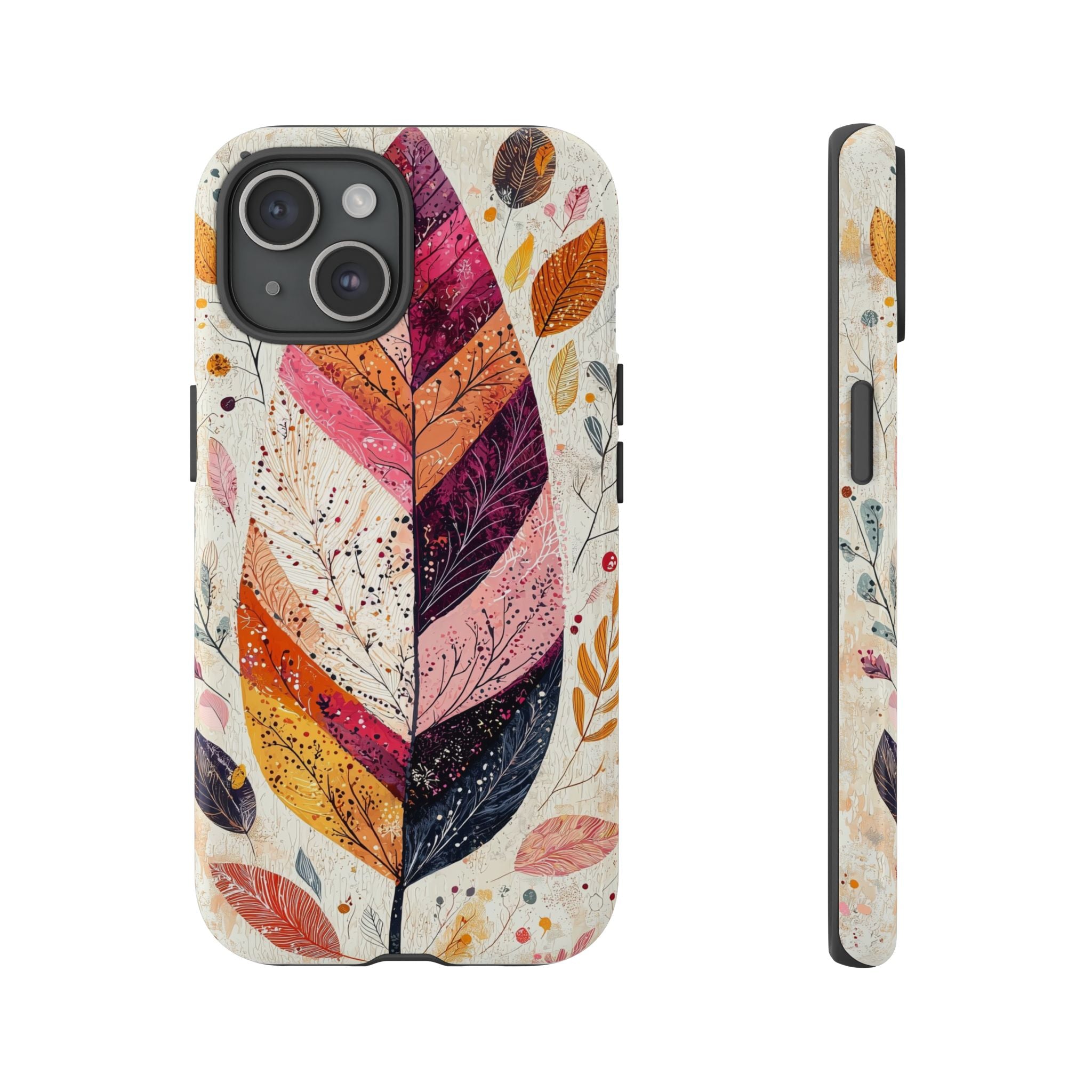 Autumn Leaf Tough iPhone Case | Watercolour Feathered Fall Design