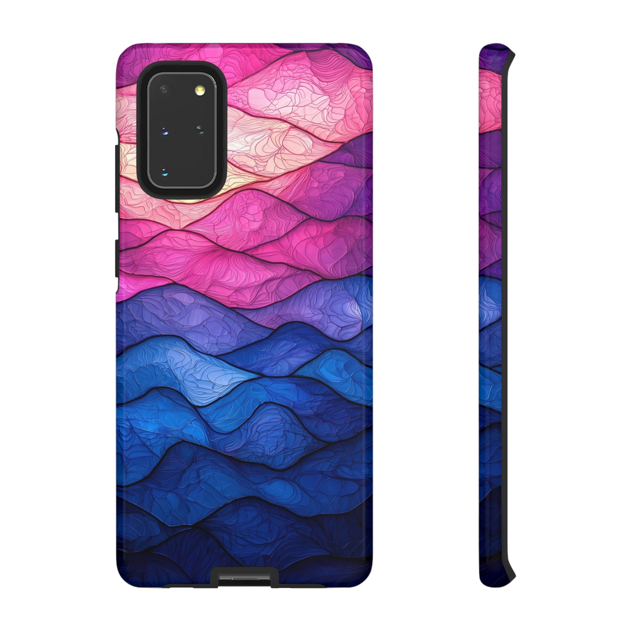 Abstract Ocean Waves Samsung Galaxy Case — Pink & Blue Gradient Tough Case