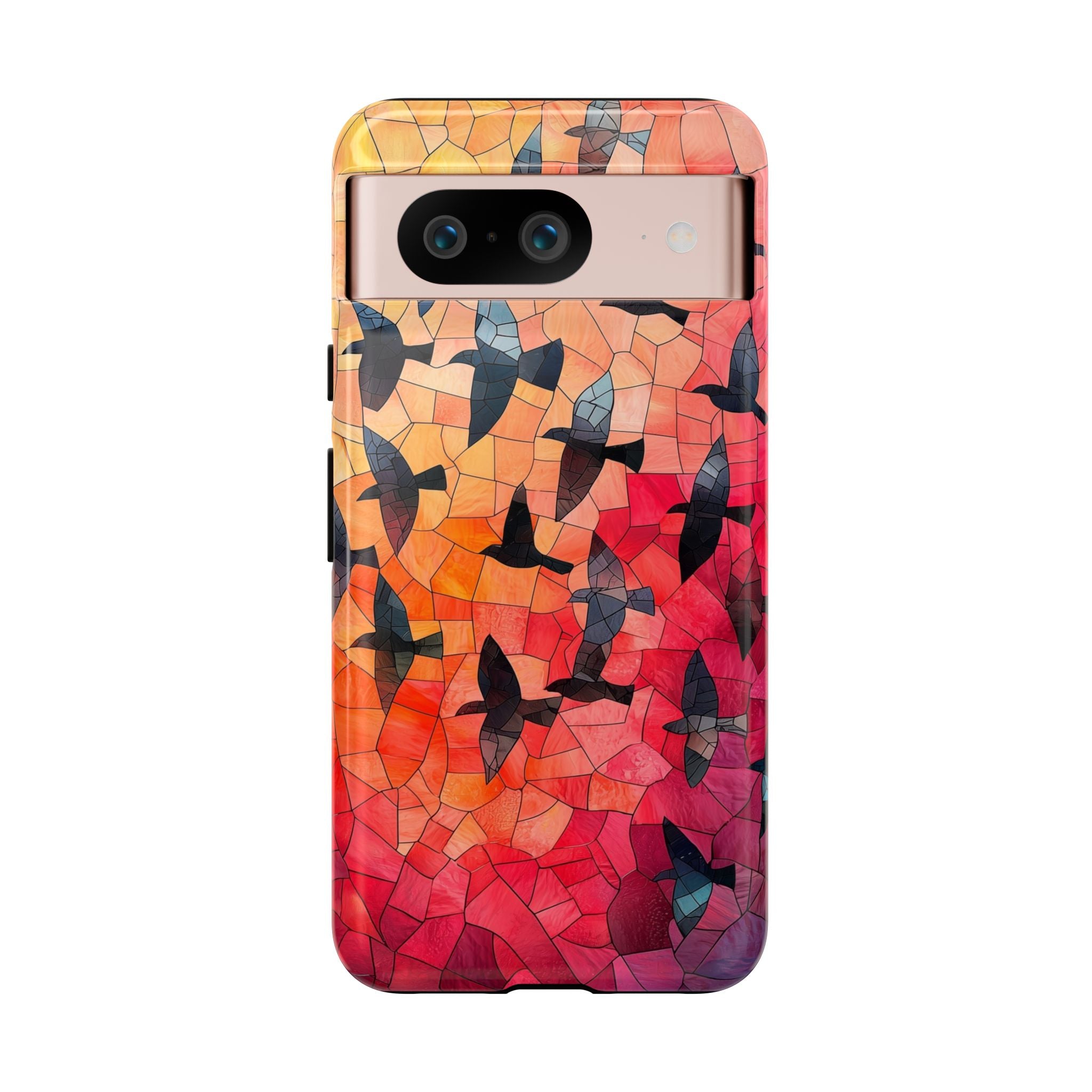 Stained Glass Mosaic Sunset Birds Google Pixel Case